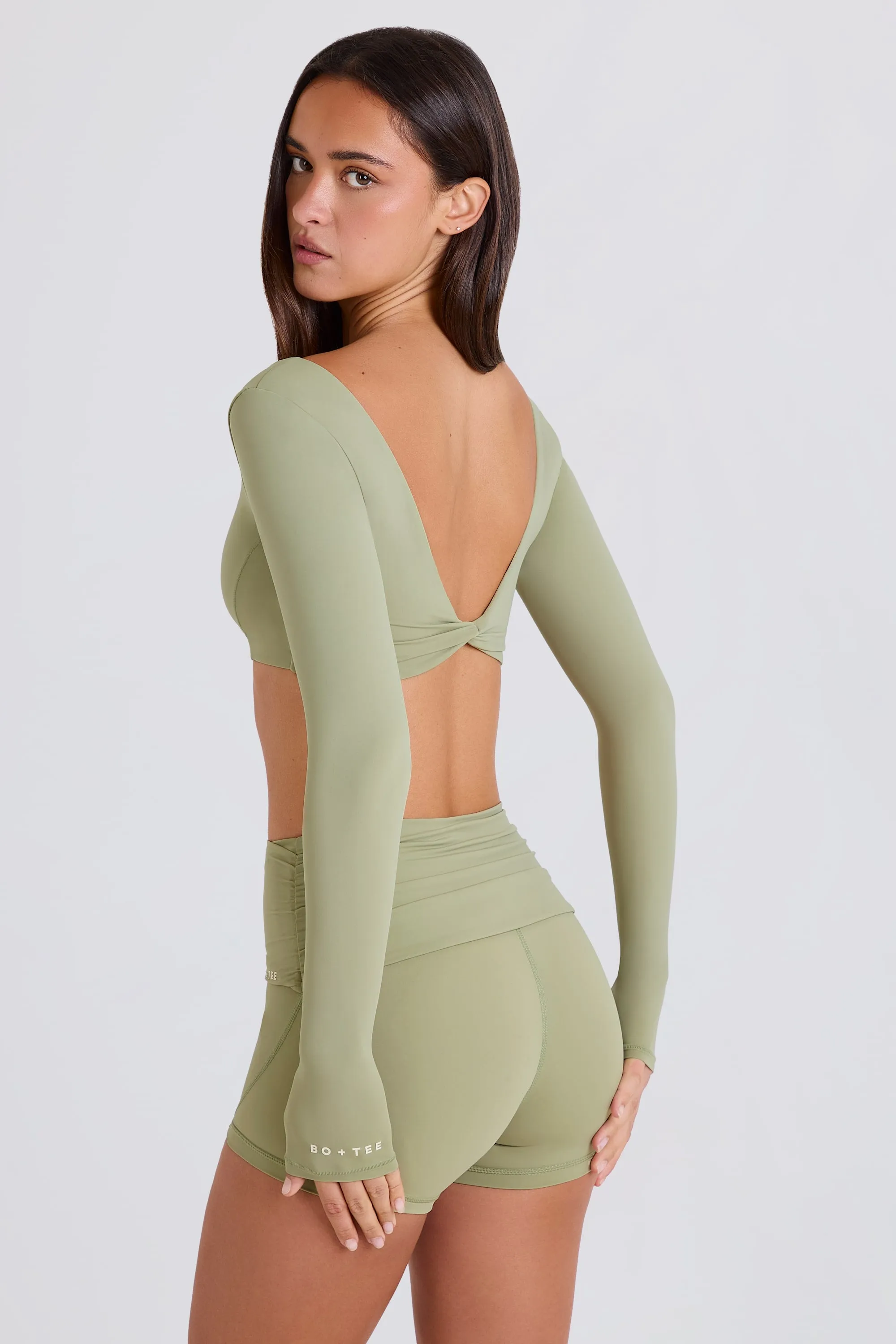 Multiway Long-Sleeve Crop Top in Matcha sold by Bo + Tee product image thumbnail 2