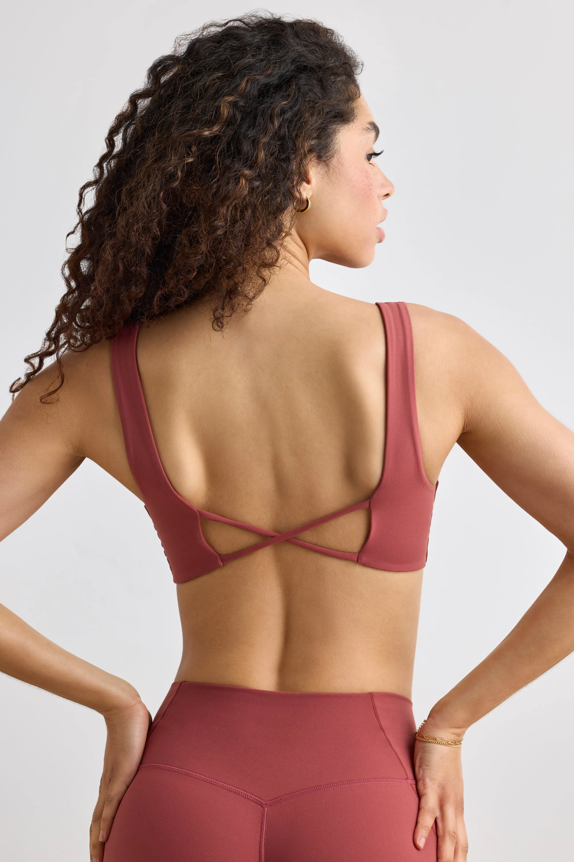 Soft Active V-Neck Sports Bra in Rust sold by Bo + Tee product image thumbnail 3