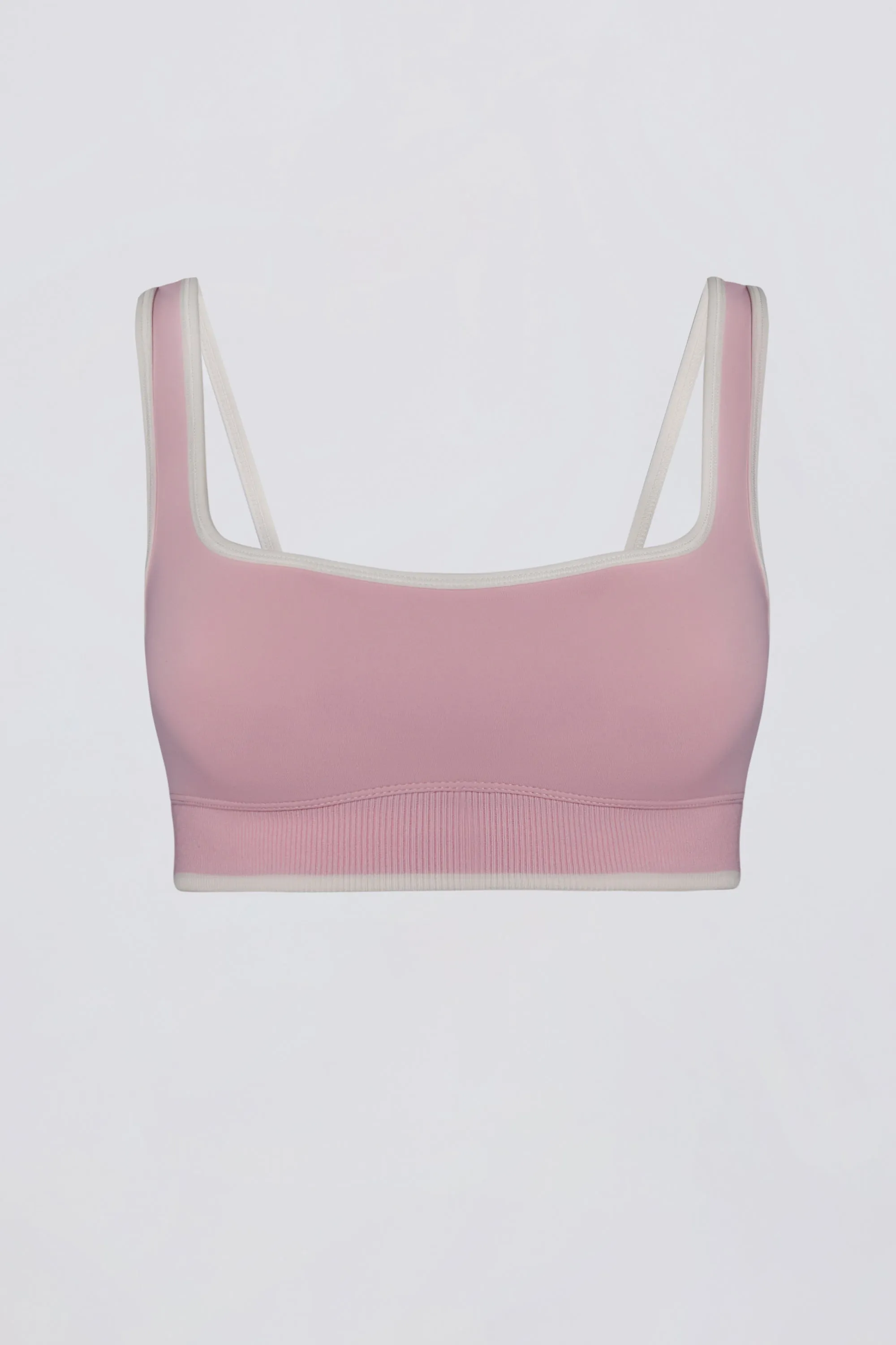 Soft Active Contrast Sports Bra in Powder Pink sold by Bo + Tee