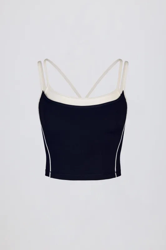 Soft Active Layered Tank Top in Classic Navy sold by Bo + Tee