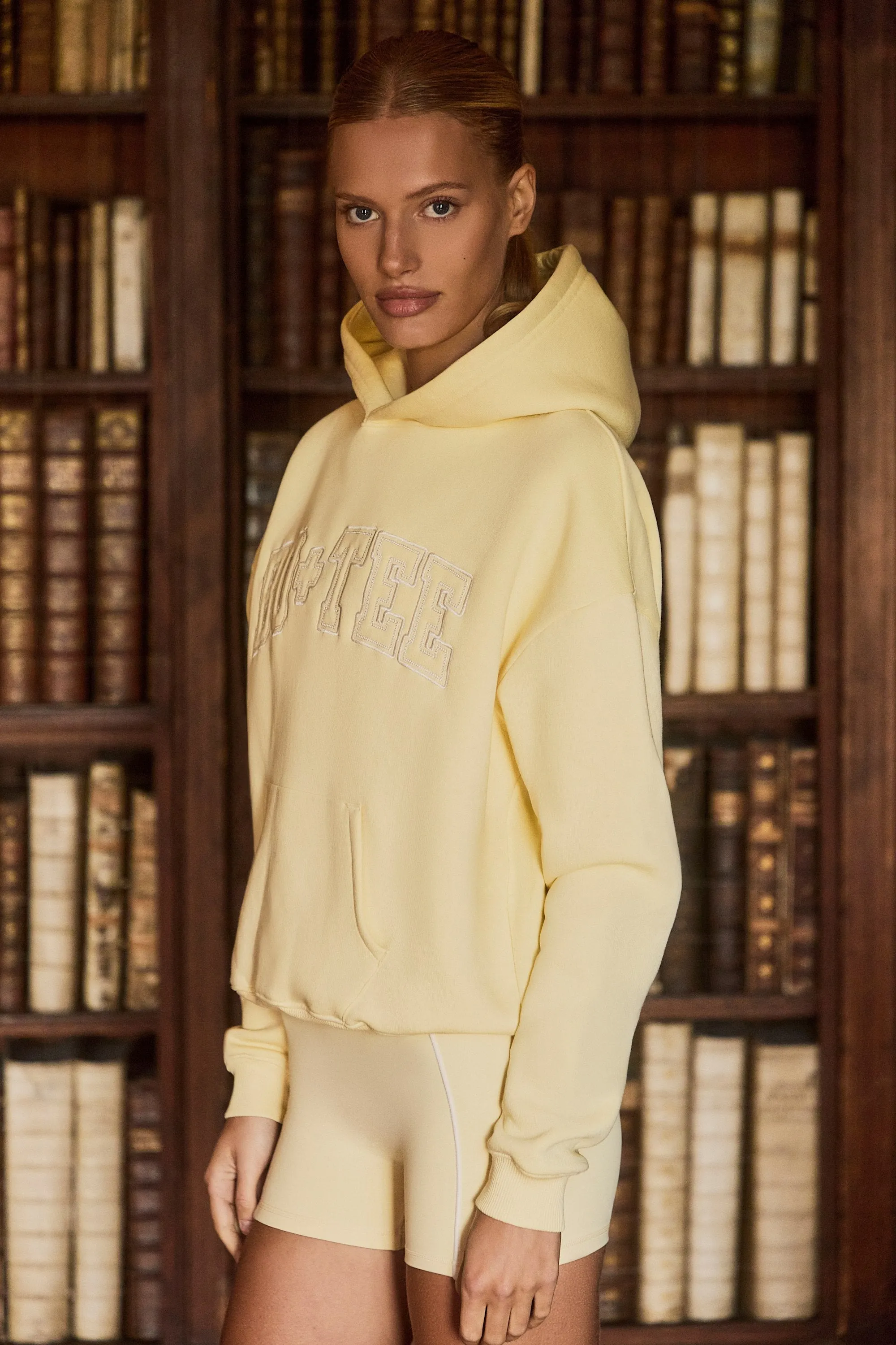Appliqué Oversized Hoodie in Soft Yellow sold by Bo + Tee product image thumbnail 4