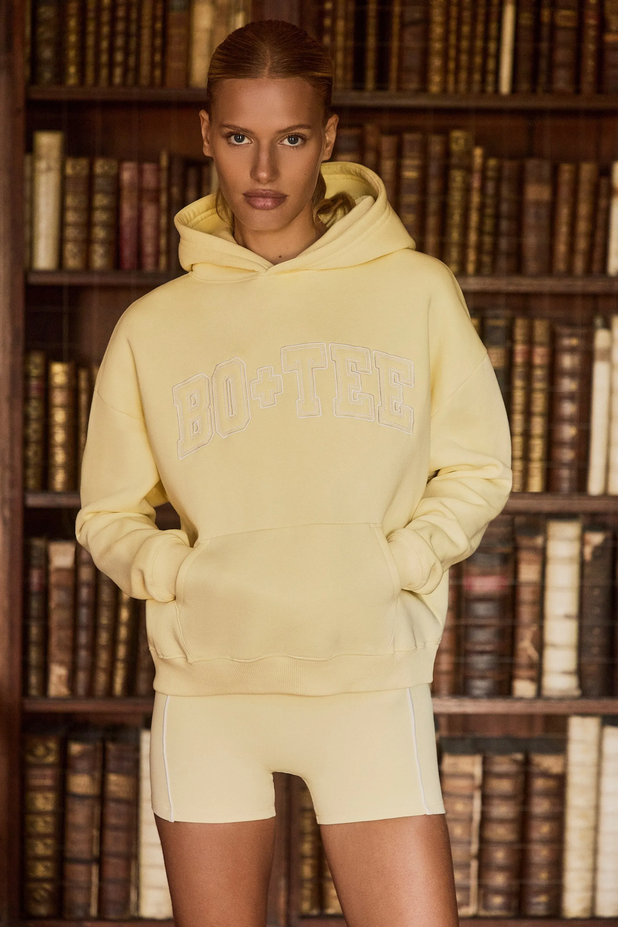 Appliqué Oversized Hoodie in Soft Yellow sold by Bo + Tee product image thumbnail 2