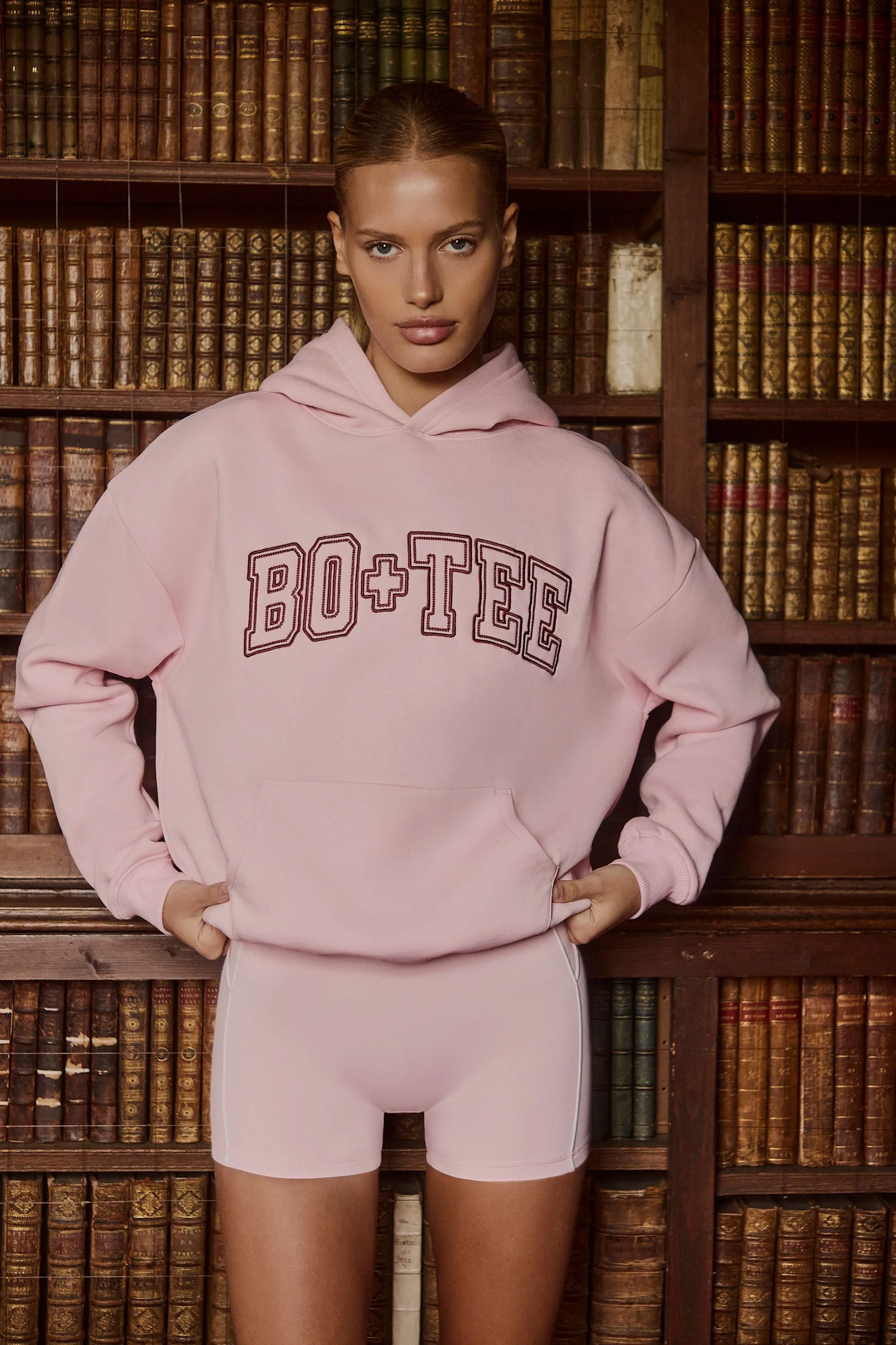 Appliqué Oversized Hoodie in Powder Pink sold by Bo + Tee product image thumbnail 2