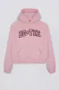 Oversized Appliqué Hoodie in Powder Pink sold by Bo + Tee