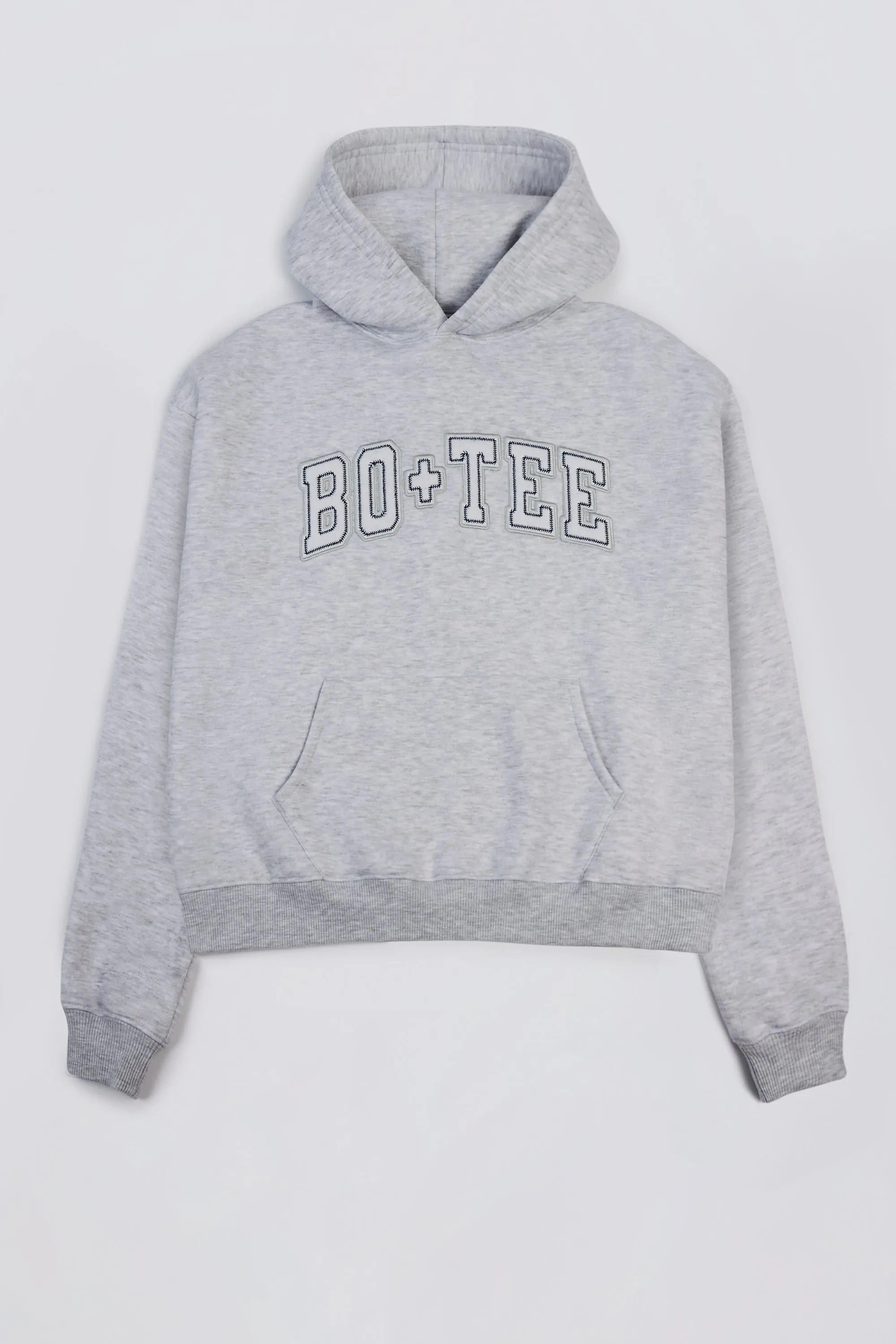 Appliqué Oversized Hoodie in Grey Marl sold by Bo + Tee