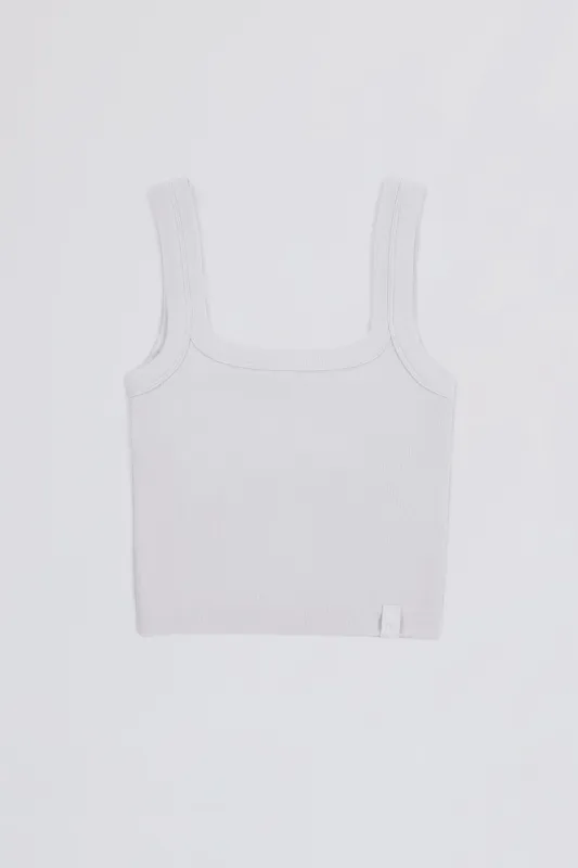 Seamless Soft Rib Square-Neck Tank Top in White sold by Bo + Tee