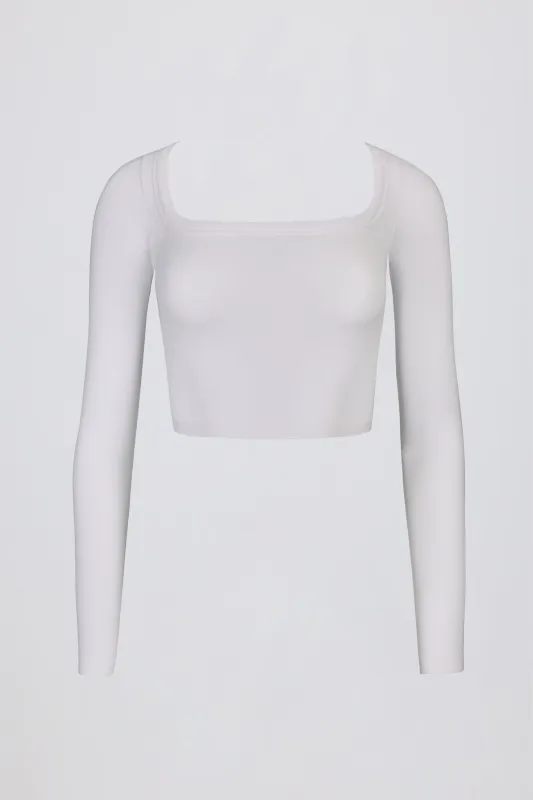 Seamless Soft Rib Cut-Out Crop Top in White sold by Bo + Tee