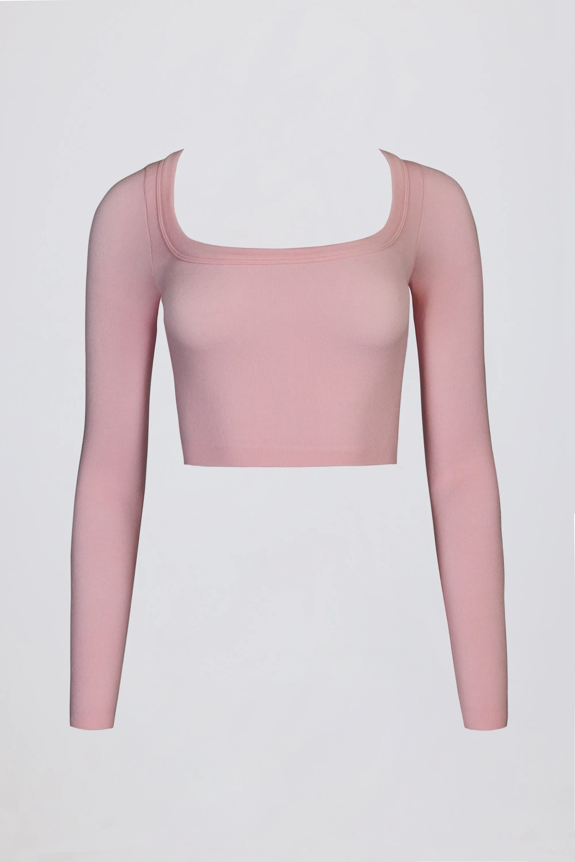 Seamless Soft Rib Cut-Out Crop Top in Powder Pink sold by Bo + Tee