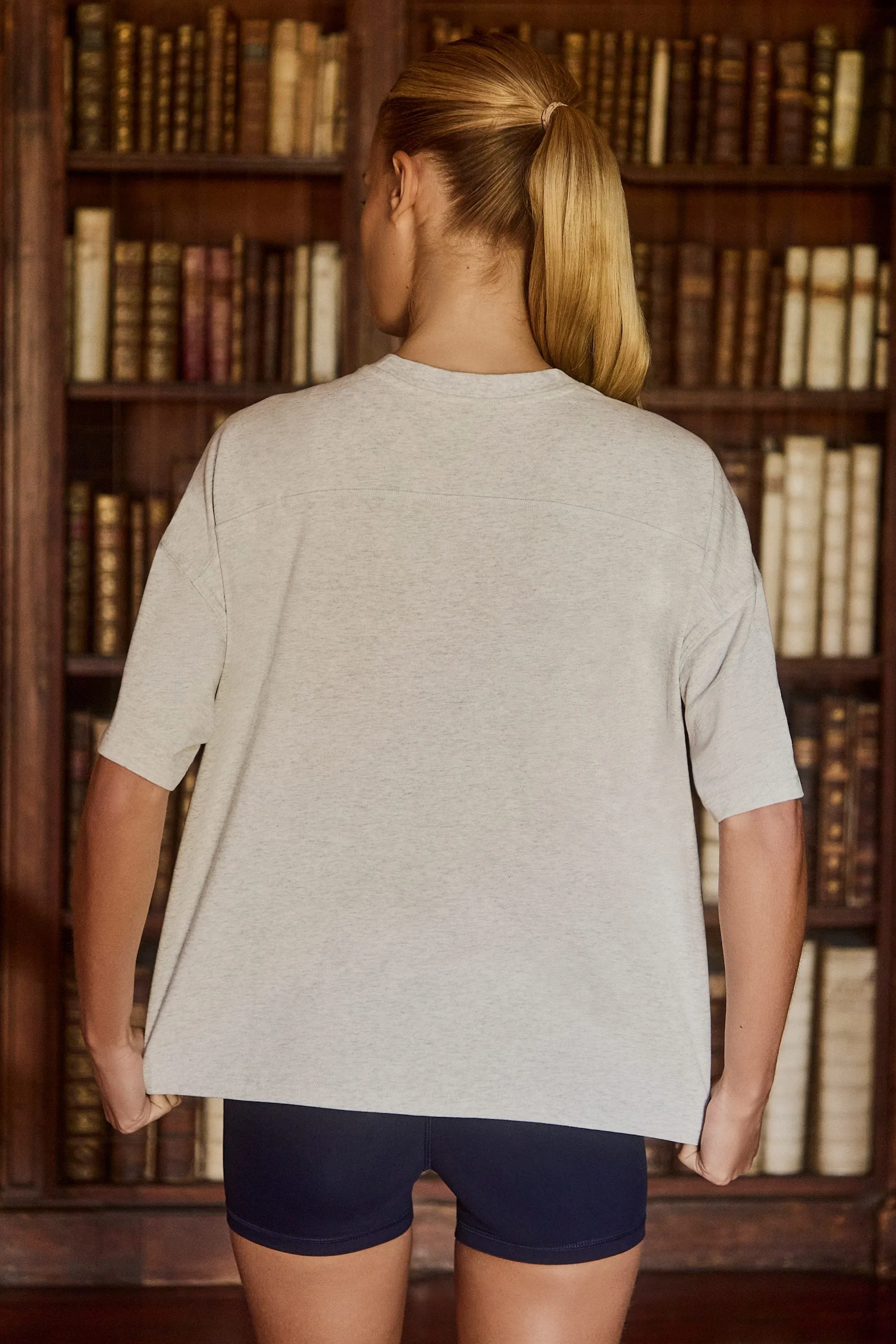 Oversized Cotton-Jersey T-Shirt in Grey Marl sold by Bo + Tee product image thumbnail 3