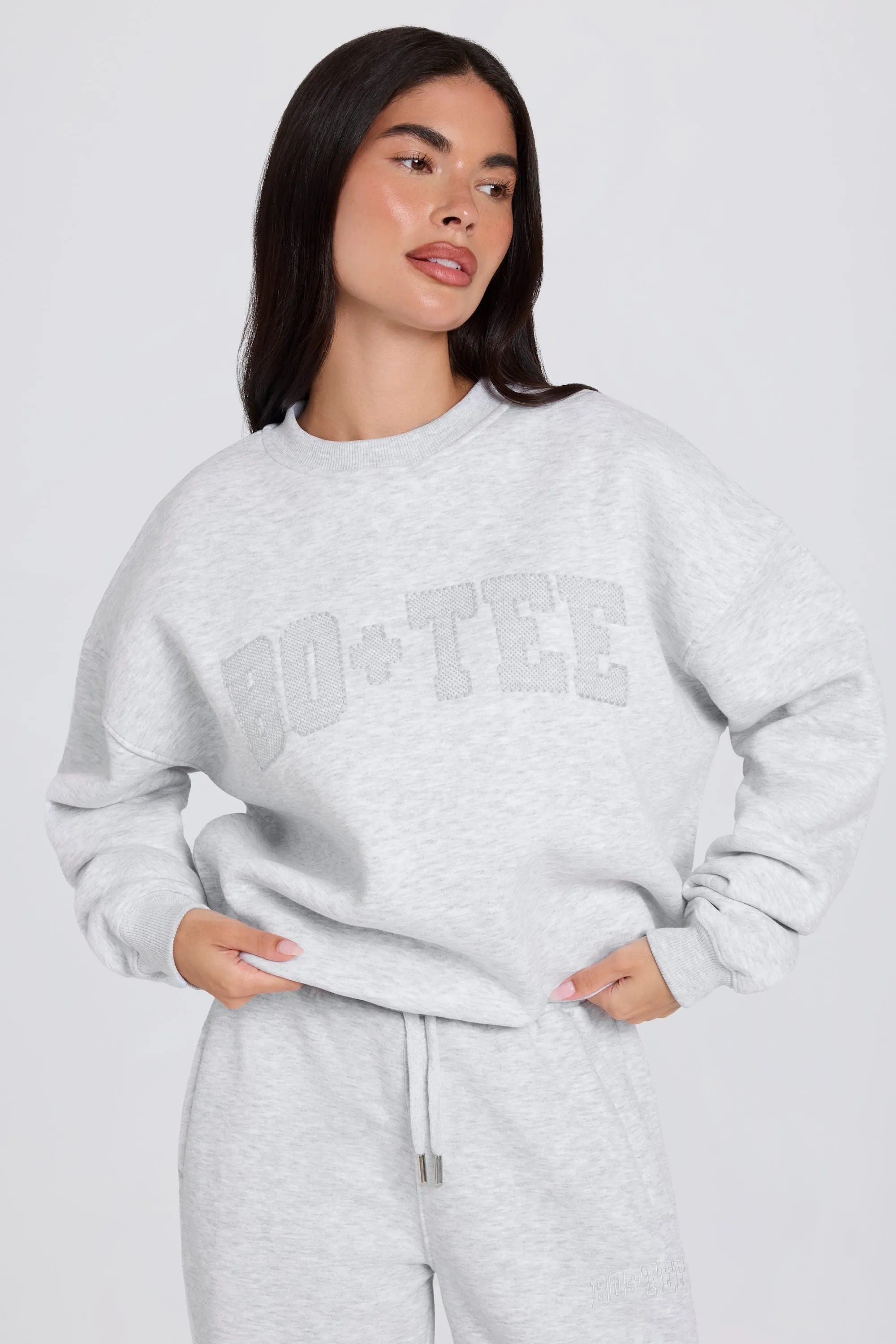 Oversized Crew-Neck Jumper in Grey Marl sold by Bo + Tee product image thumbnail 3