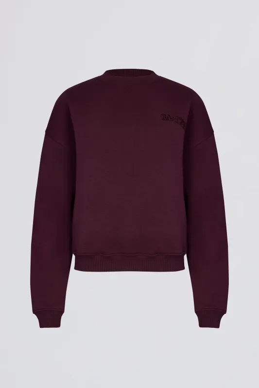 Oversized Crew-Neck Sweatshirt in Burgundy sold by Bo + Tee