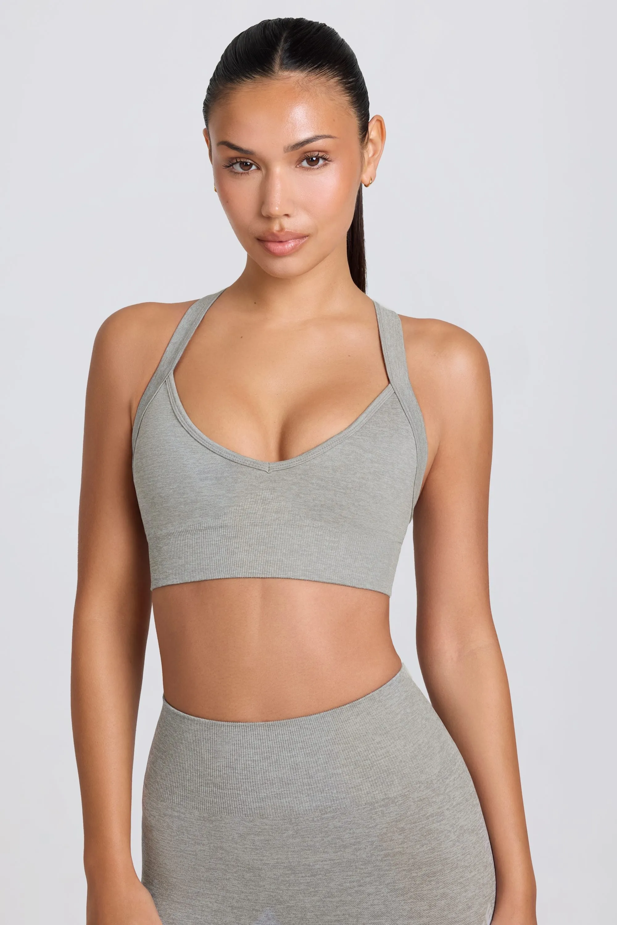 Super Sculpt Seamless Crossback Sports Bra in Grey Marl sold by Bo + Tee product image thumbnail 2