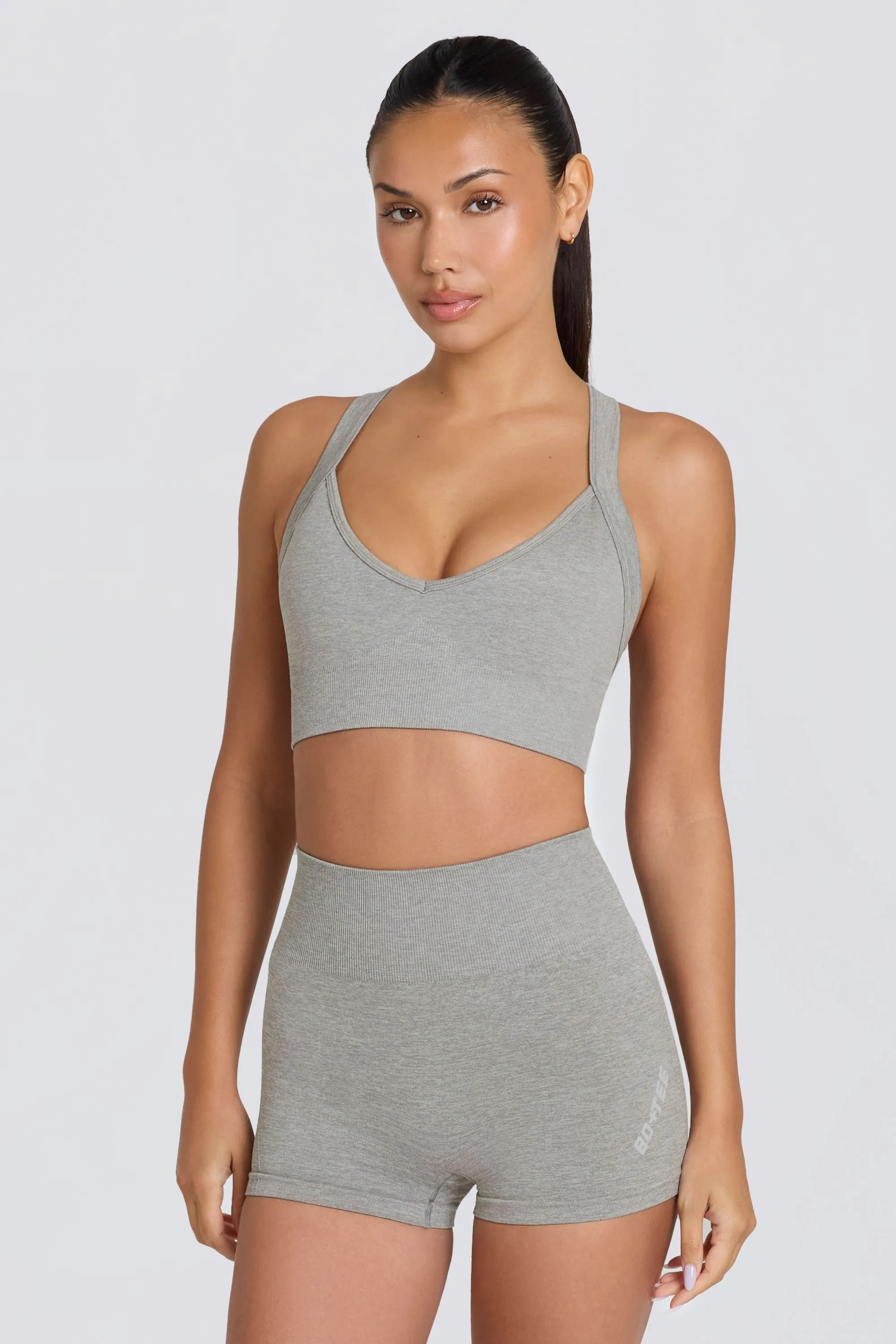 Super Sculpt Seamless Mini Shorts in Grey Marl sold by Bo + Tee product image thumbnail 2