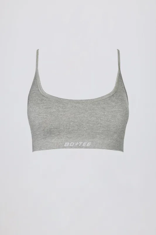Super Sculpt Seamless Backless Sports Bra in Grey Marl sold by Bo + Tee