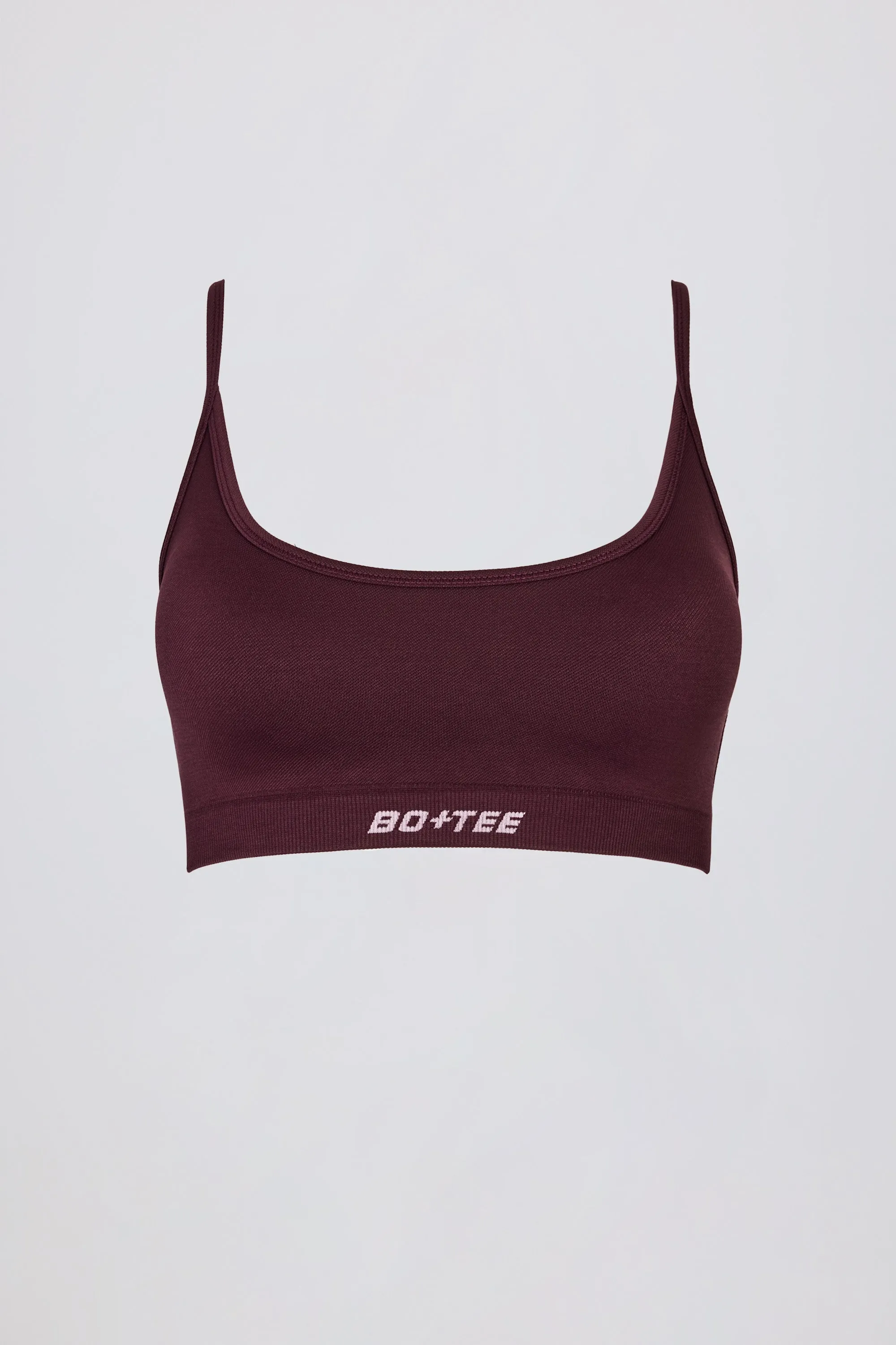 Super Sculpt Seamless Backless Sports Bra in Burgundy sold by Bo + Tee