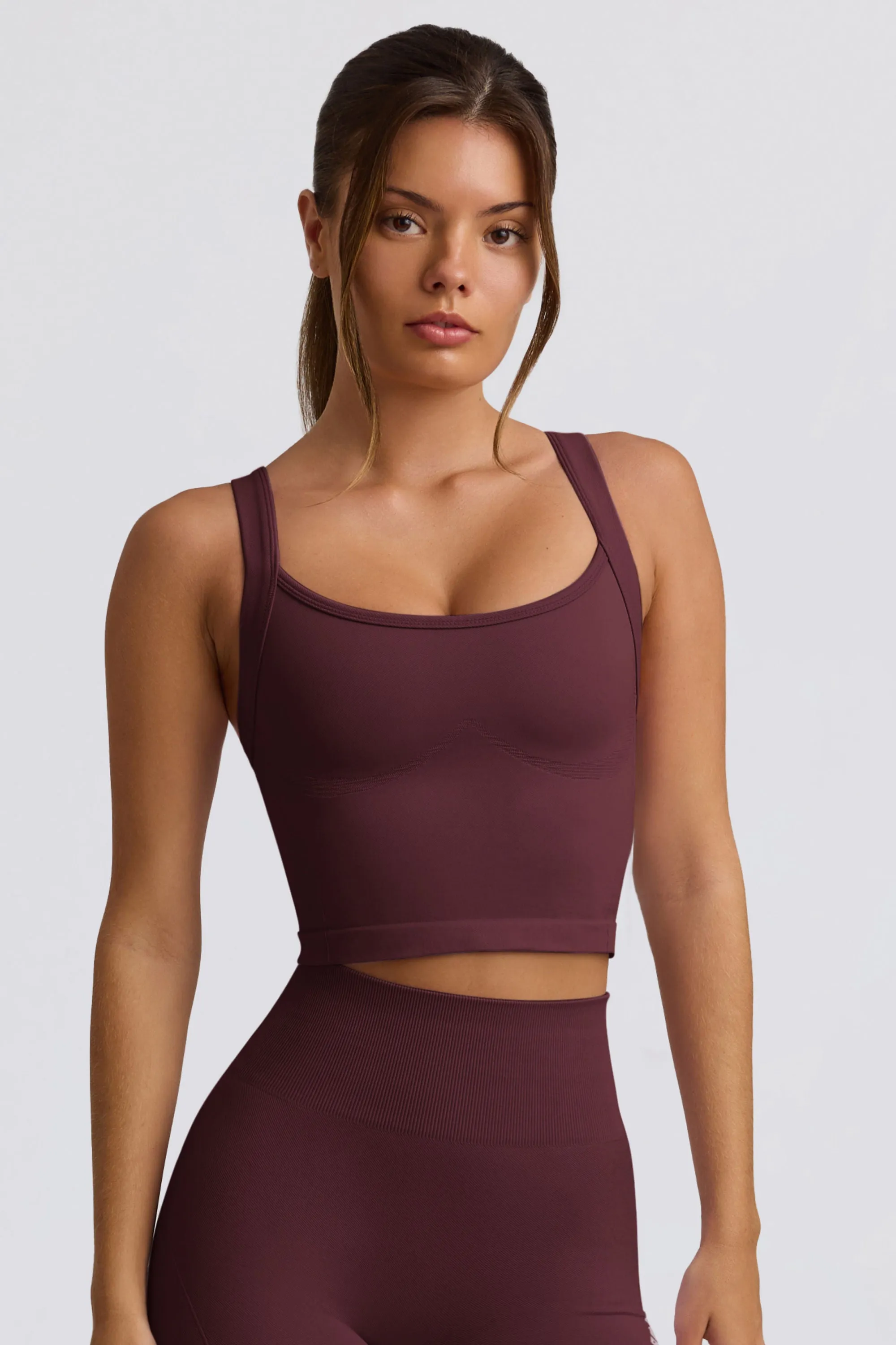 Super Sculpt Seamless Longline Camisole Top in Burgundy sold by Bo + Tee product image thumbnail 2