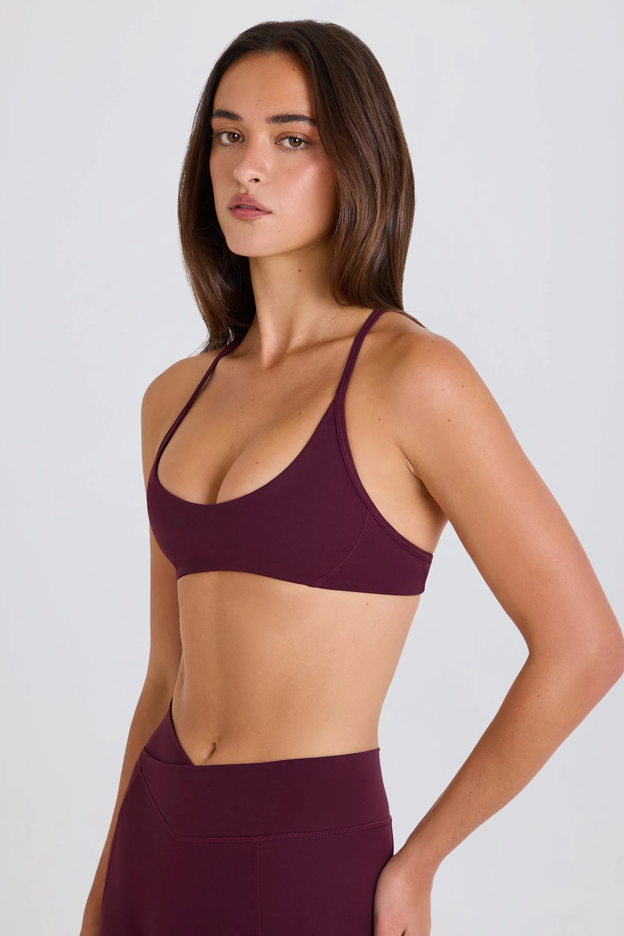 Soft Active Racerback Sports Bra in Burgundy sold by Bo + Tee product image thumbnail 5