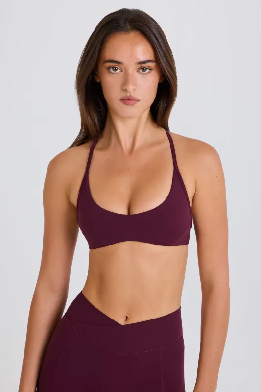Soft Active Racerback Sports Bra in Burgundy sold by Bo + Tee