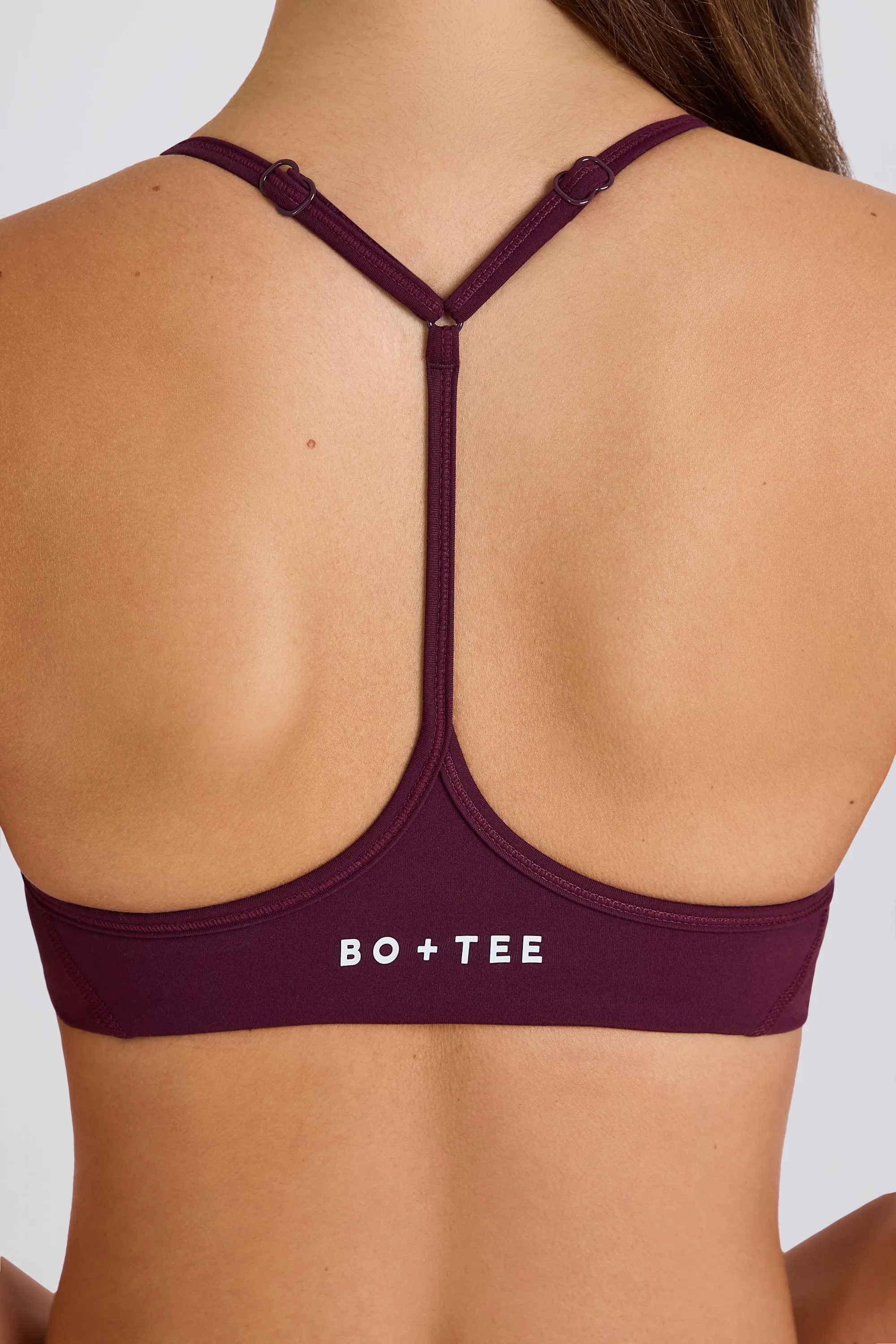 Soft Active Racerback Sports Bra in Burgundy sold by Bo + Tee product image thumbnail 4