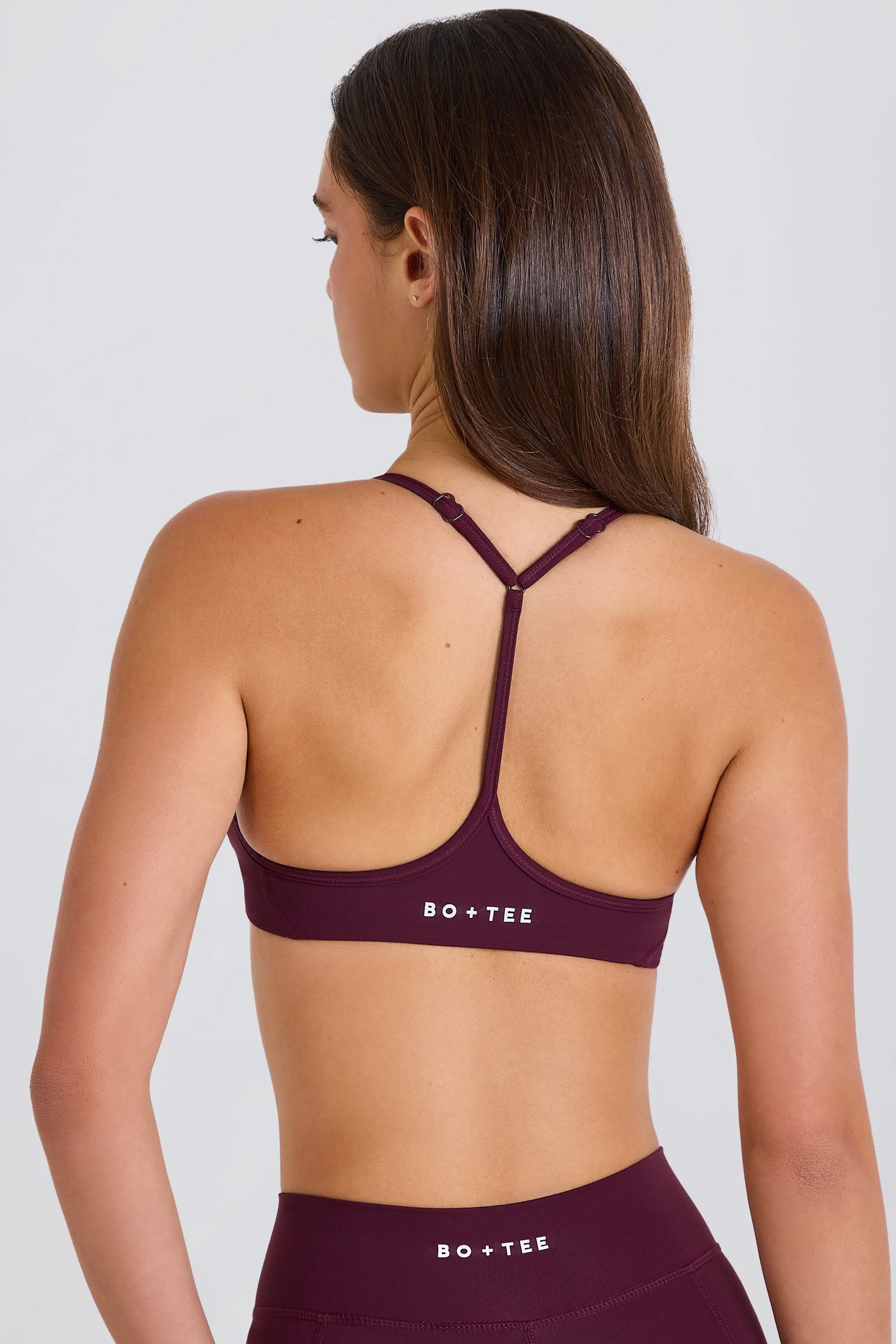 Soft Active Racerback Sports Bra in Burgundy sold by Bo + Tee product image thumbnail 2