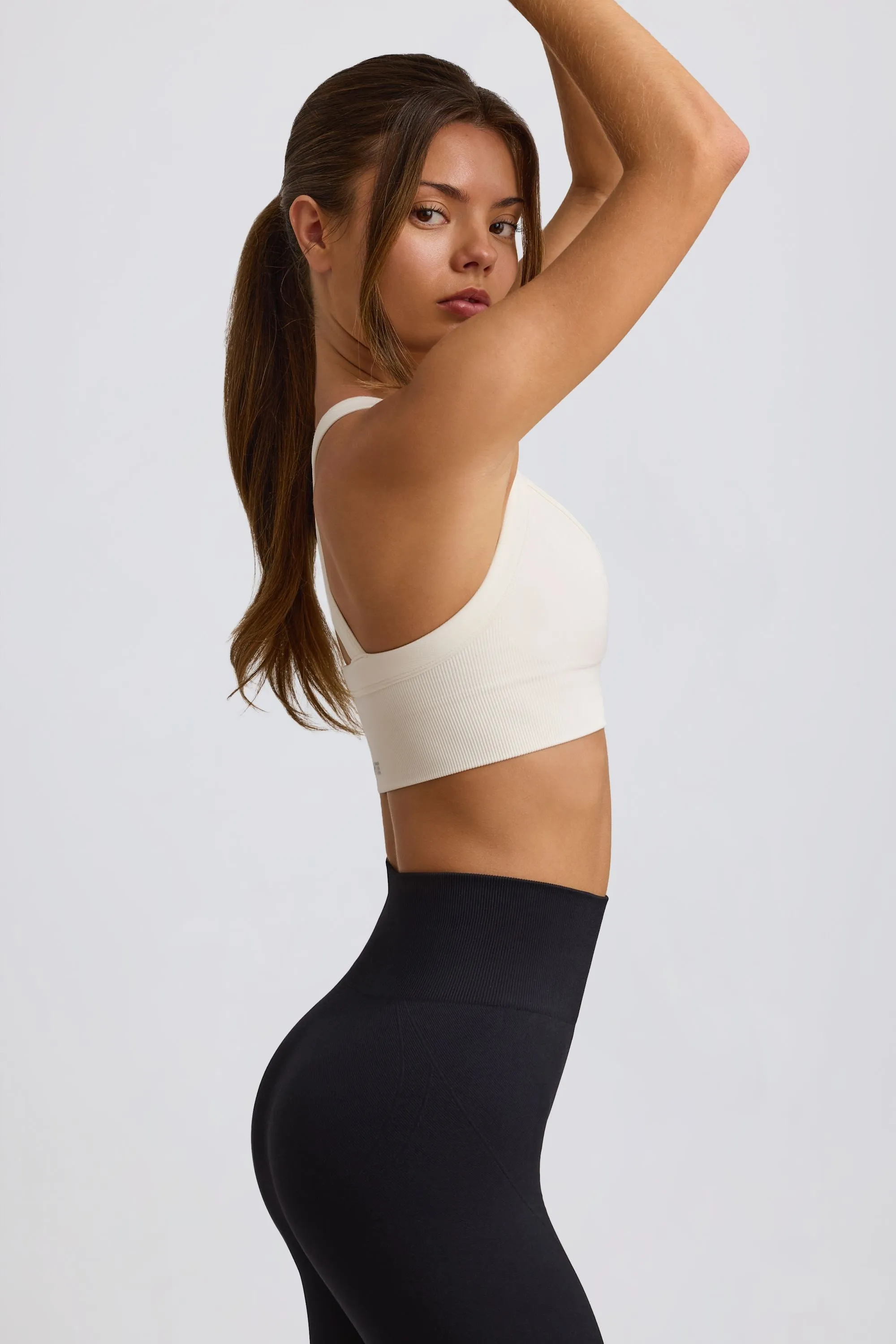 Super Sculpt Seamless Cross-Back Sports Bra in White sold by Bo + Tee product image thumbnail 3