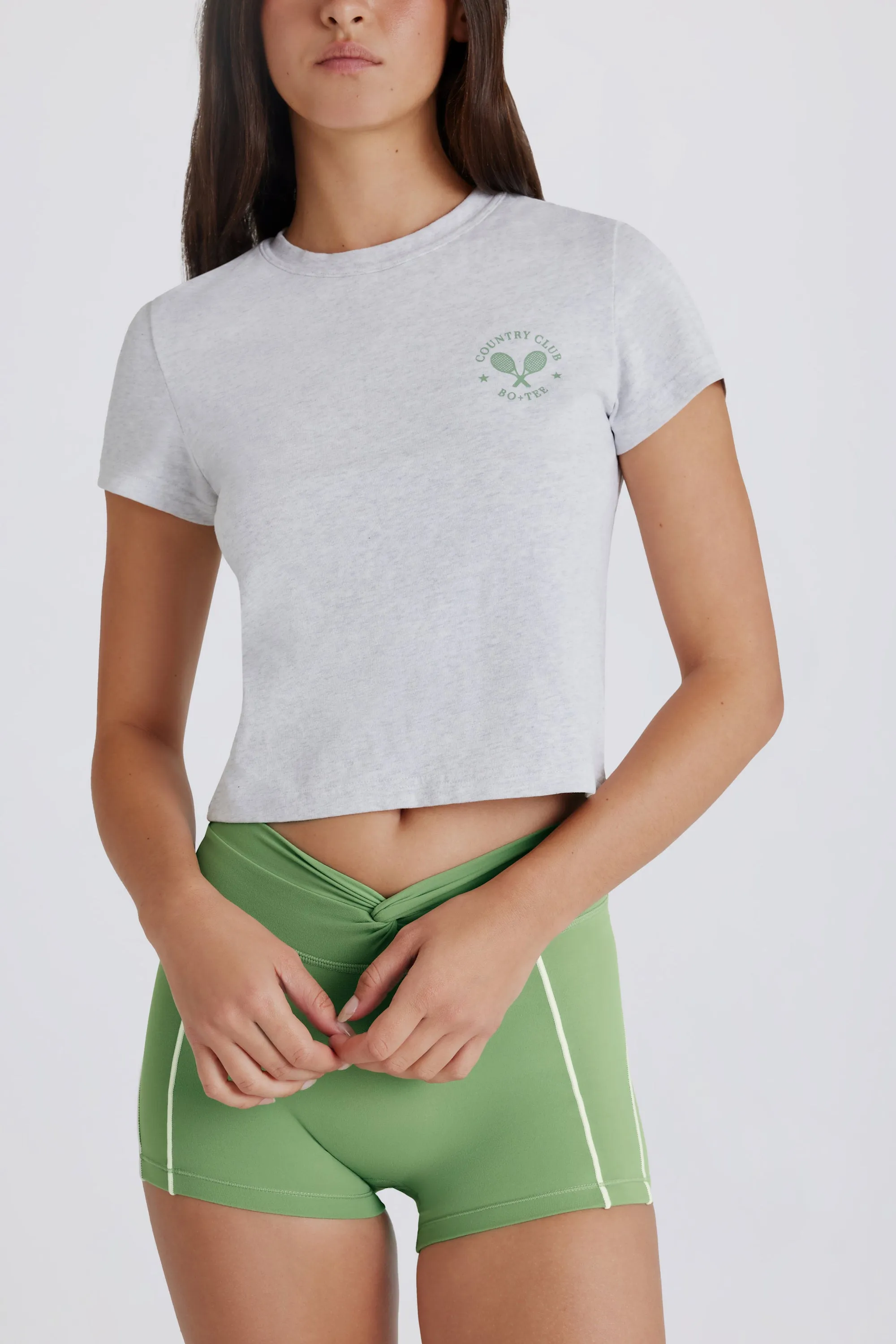 Cropped Graphic T-Shirt in Grey Marl sold by Bo + Tee product image thumbnail 5