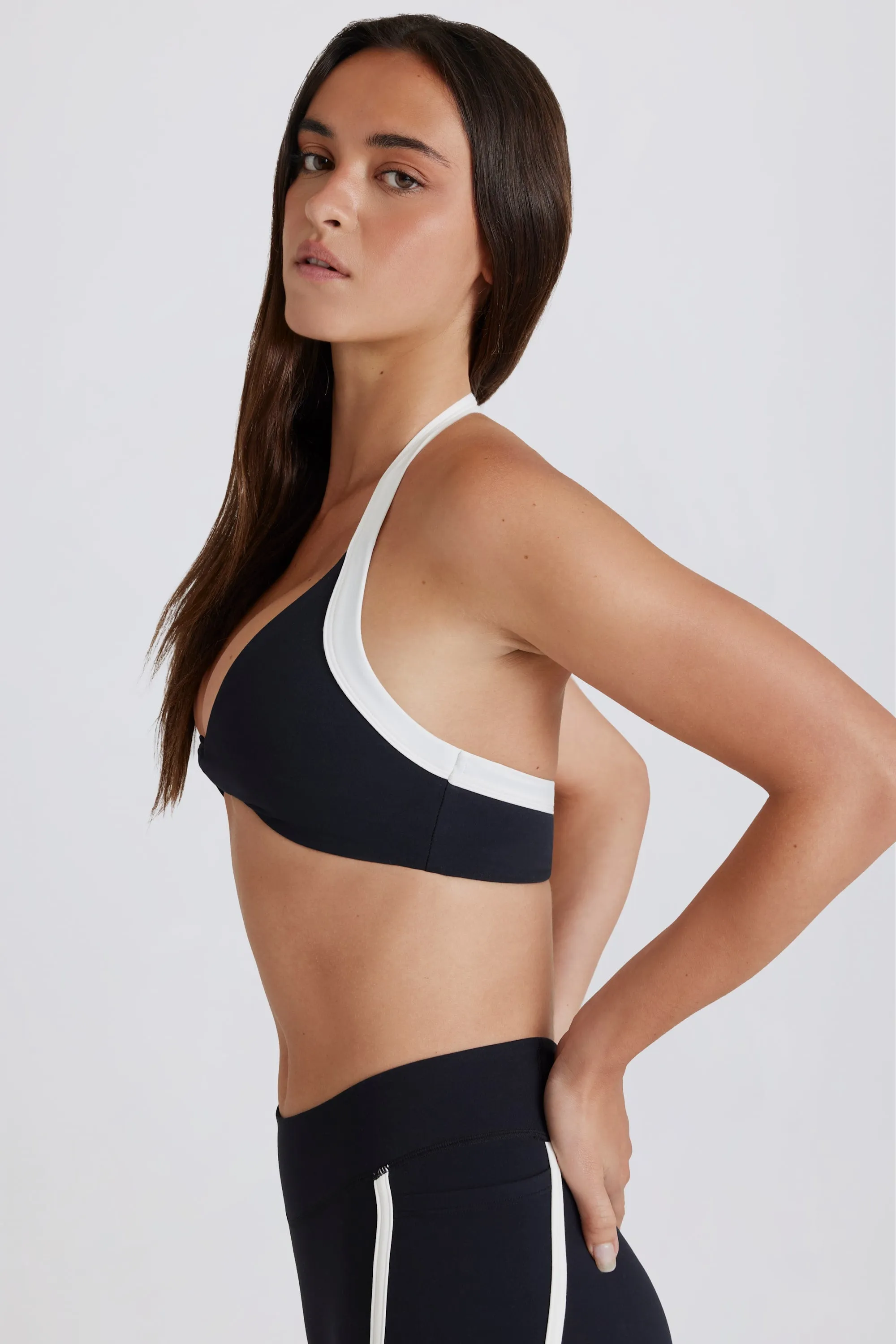 Soft Active Twist-Front Halterneck Sports Bra in Black sold by Bo + Tee product image thumbnail 4