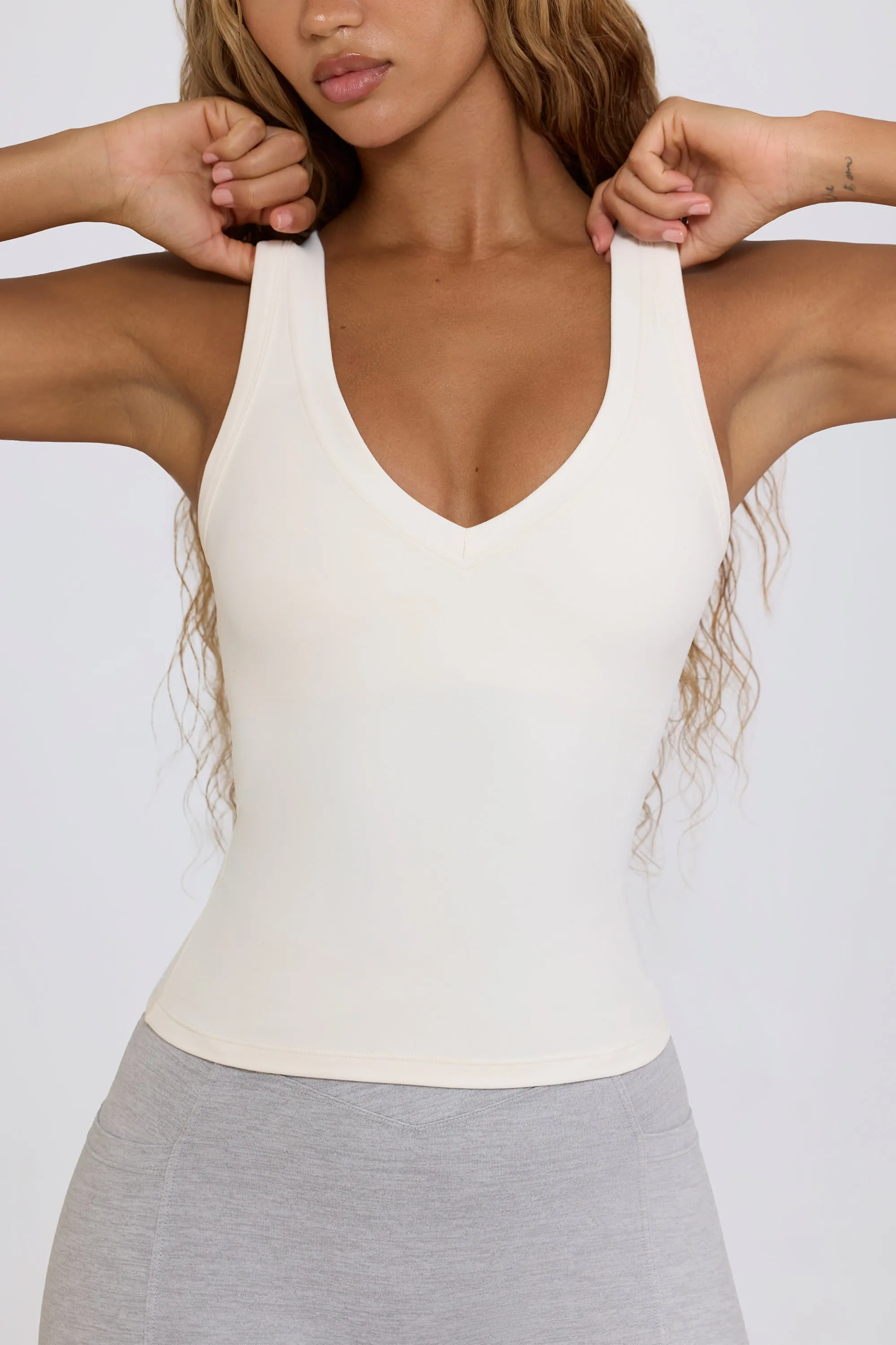 Soft Active V-Neck Tank Top in White sold by Bo + Tee product image thumbnail 4