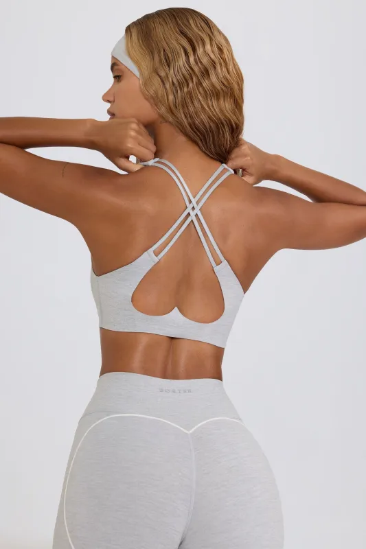 Soft Active V-Neck Sports Bra in Grey Marl sold by Bo + Tee