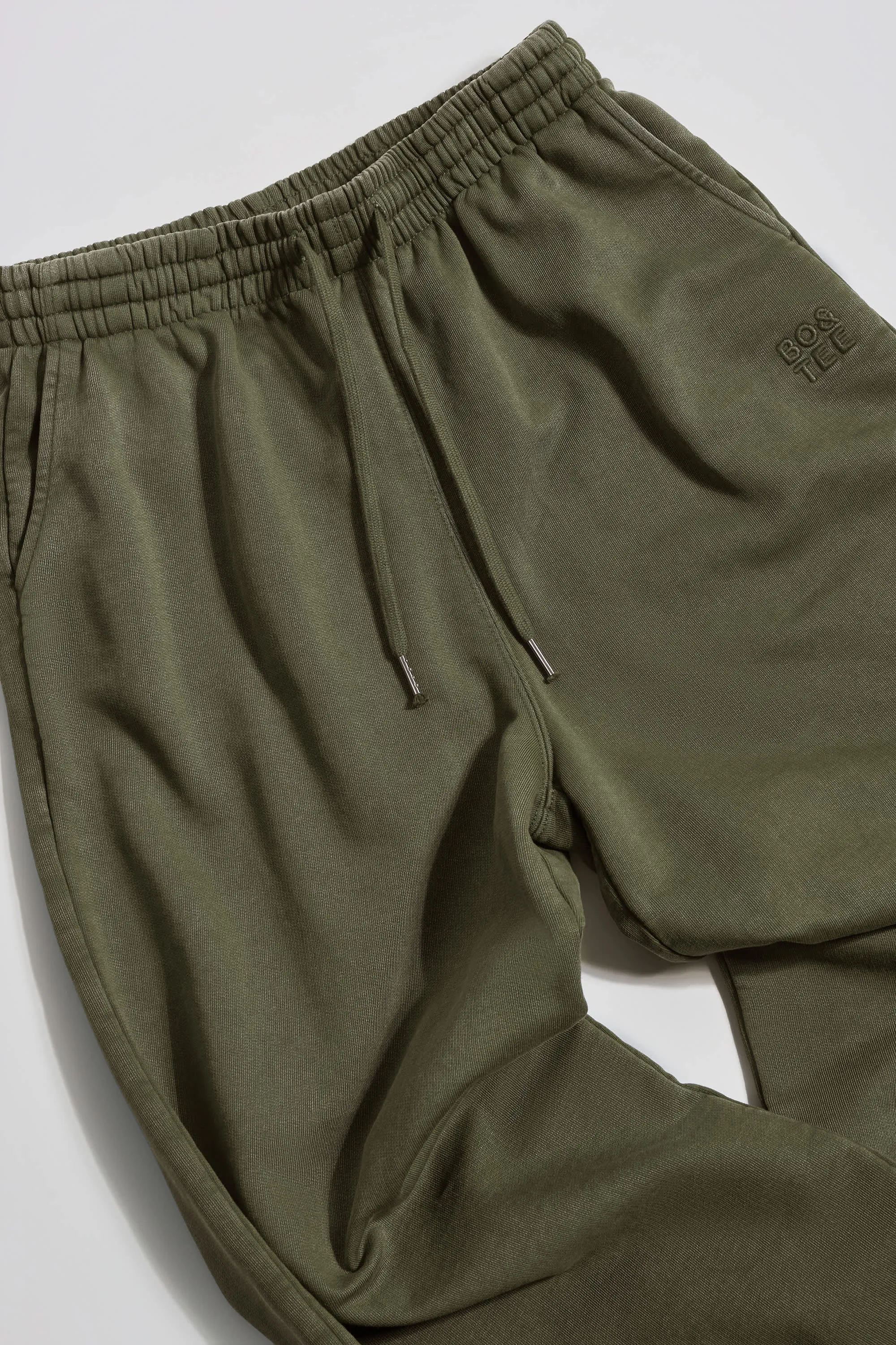 Soft Cotton Mid-Rise Wide-Leg Joggers in Light Green sold by Bo + Tee product image thumbnail 4