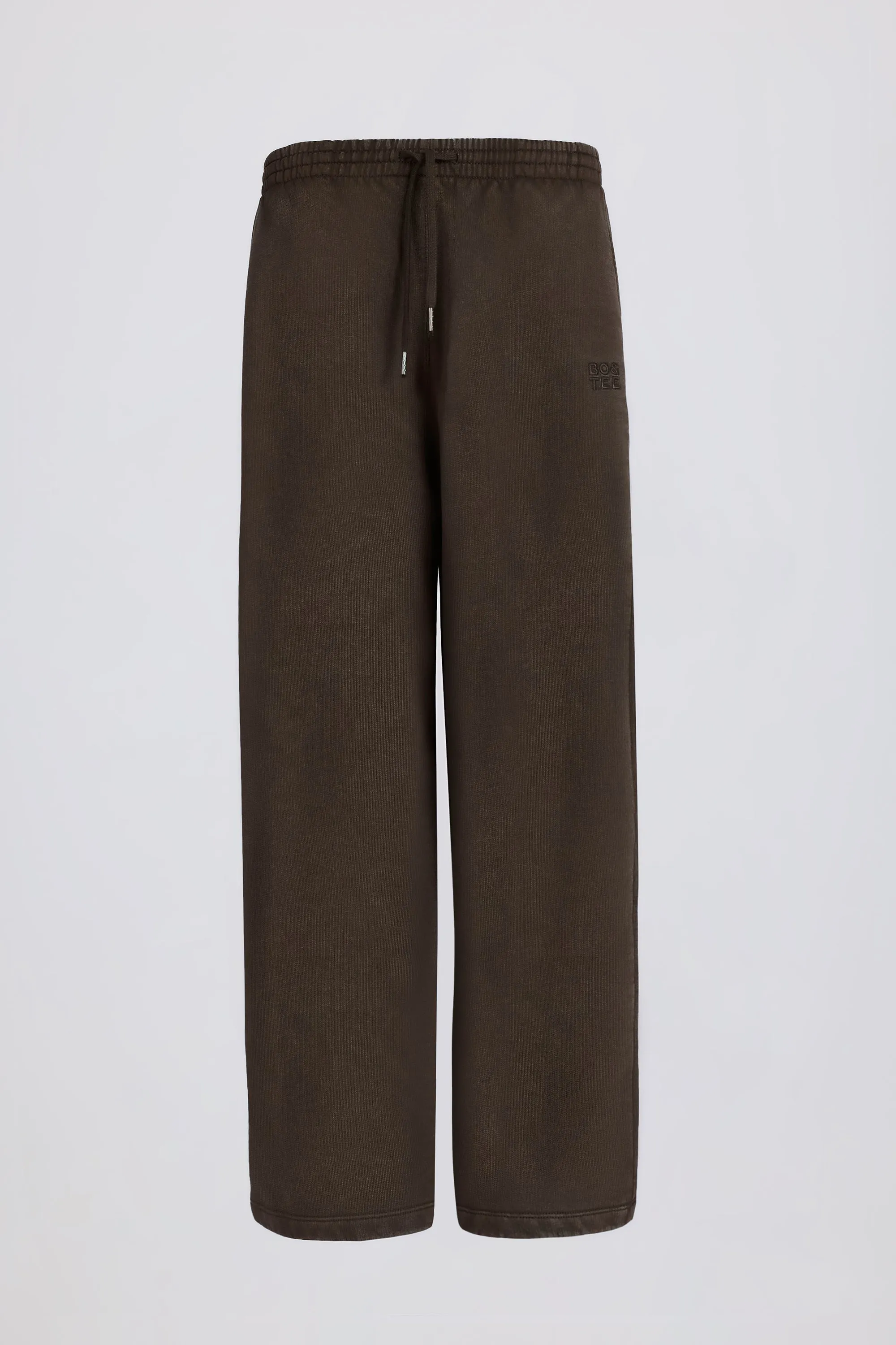 Soft Cotton Jersey Mid-Rise Wide-Leg Joggers in Brown sold by Bo + Tee product image thumbnail 3