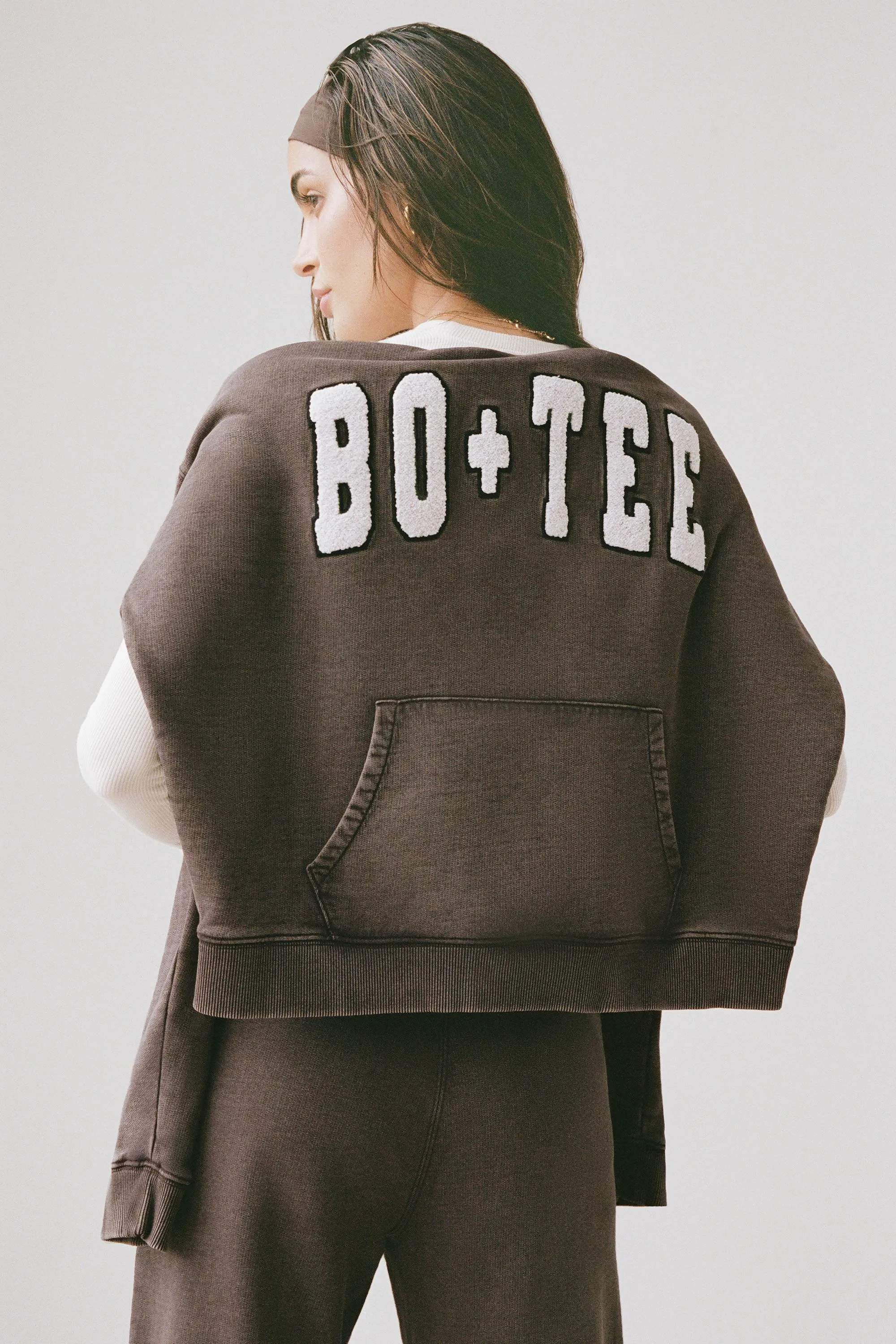 Soft Cotton Jersey Acid Wash Oversized Hoodie in Brown sold by Bo + Tee