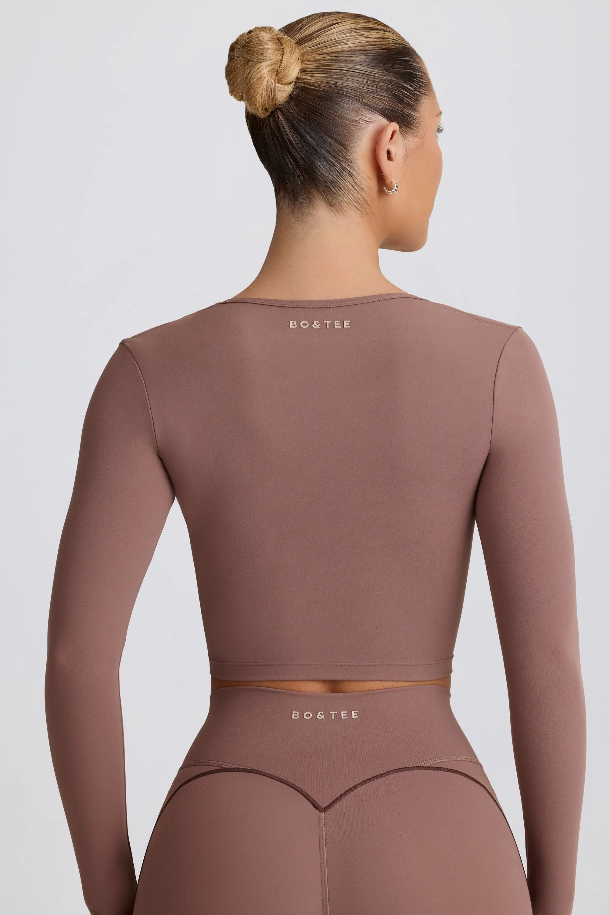 Soft Active Sweetheart-Neck Crop Top in Mocha sold by Bo + Tee product image thumbnail 2