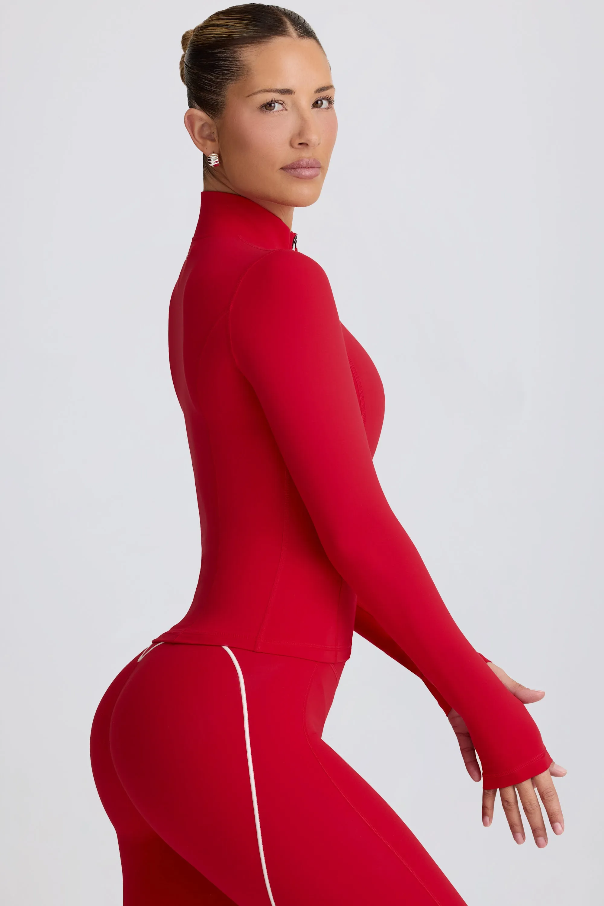 Soft Active Zip-Up Jacket in Hot Red sold by Bo + Tee product image thumbnail 3