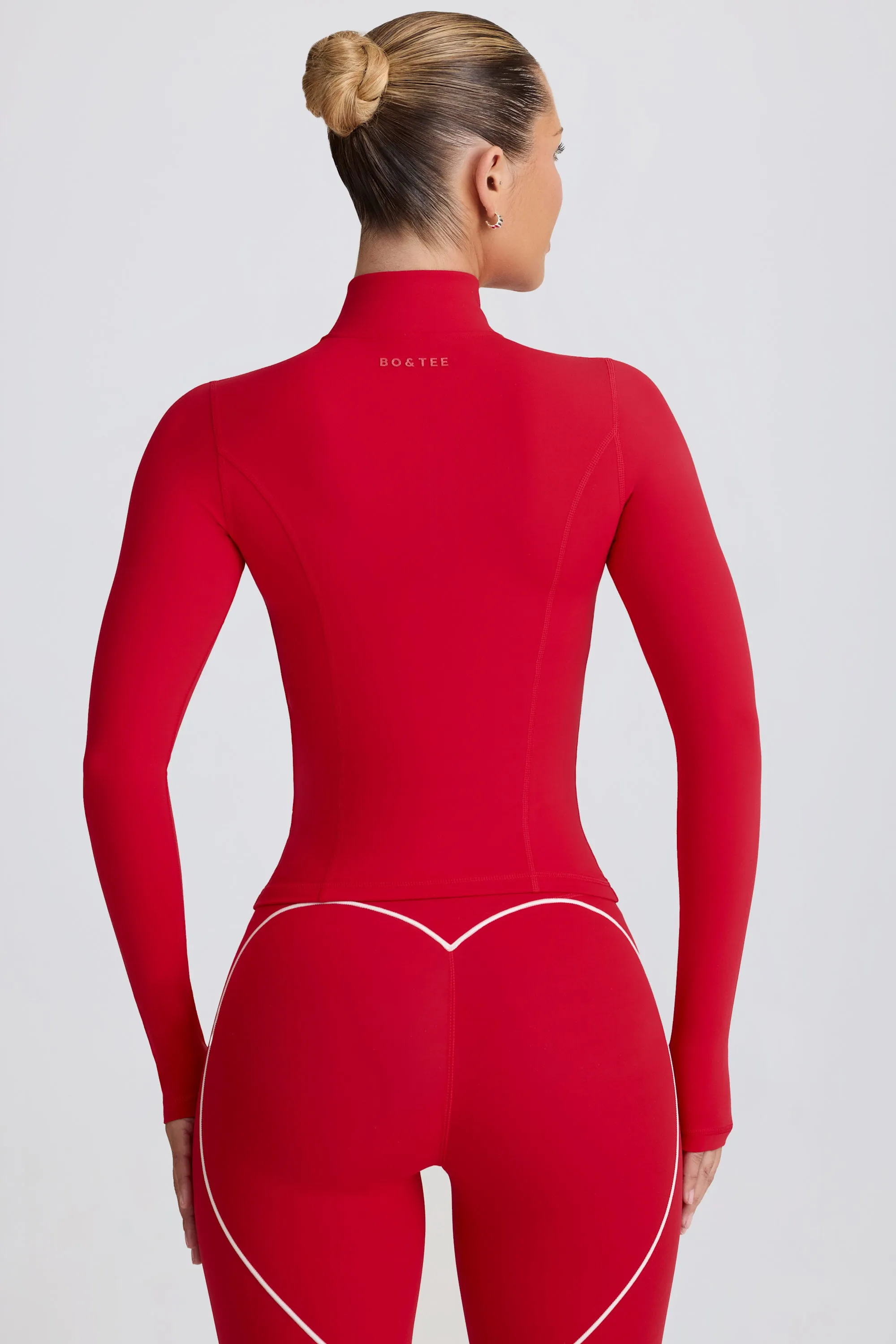 Soft Active Zip-Up Jacket in Hot Red sold by Bo + Tee product image thumbnail 2