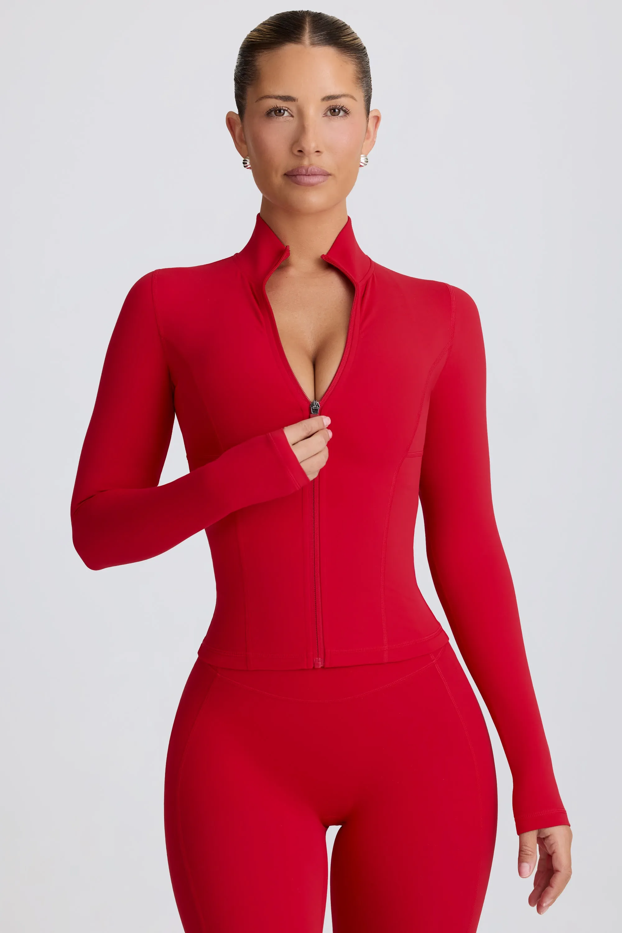 Soft Active Zip-Up Jacket in Hot Red sold by Bo + Tee product image thumbnail 5