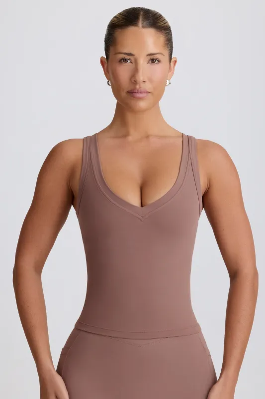 Soft Active V-Neck Tank Top in Mocha sold by Bo + Tee