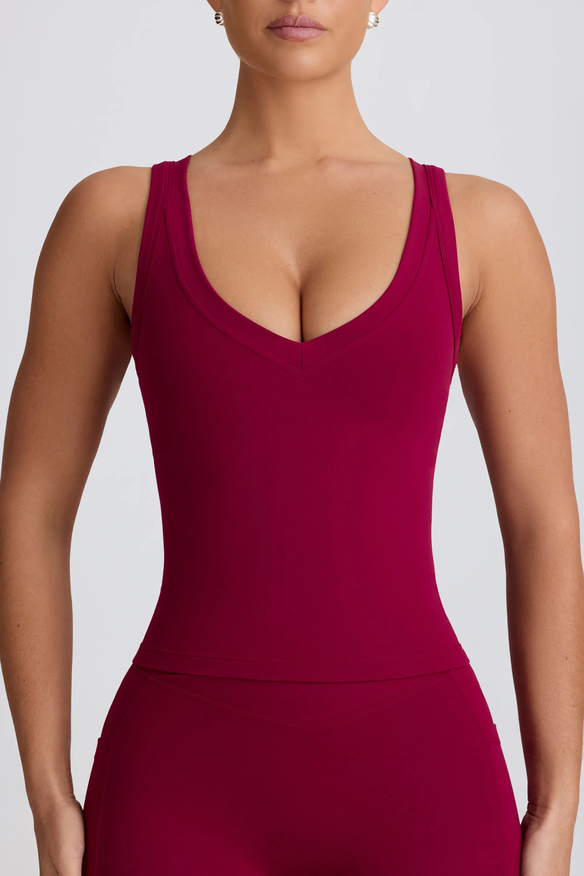 Soft Active V-Neck Tank Top in Burgundy sold by Bo + Tee product image thumbnail 4