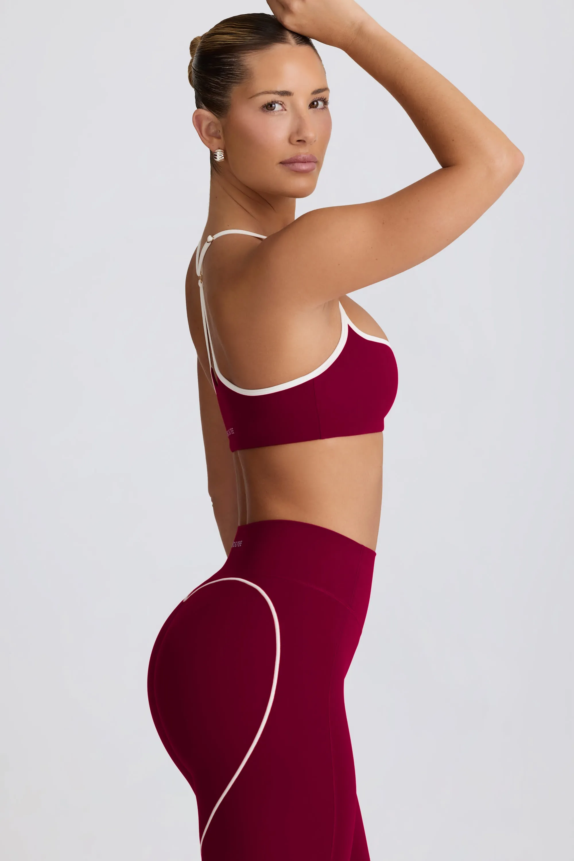 Soft Active Sweetheart-Neck Sports Bra in Burgundy sold by Bo + Tee product image thumbnail 3