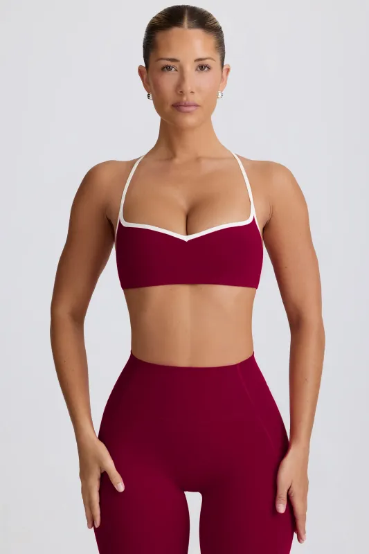 Soft Active Sweetheart-Neck Sports Bra in Burgundy sold by Bo + Tee