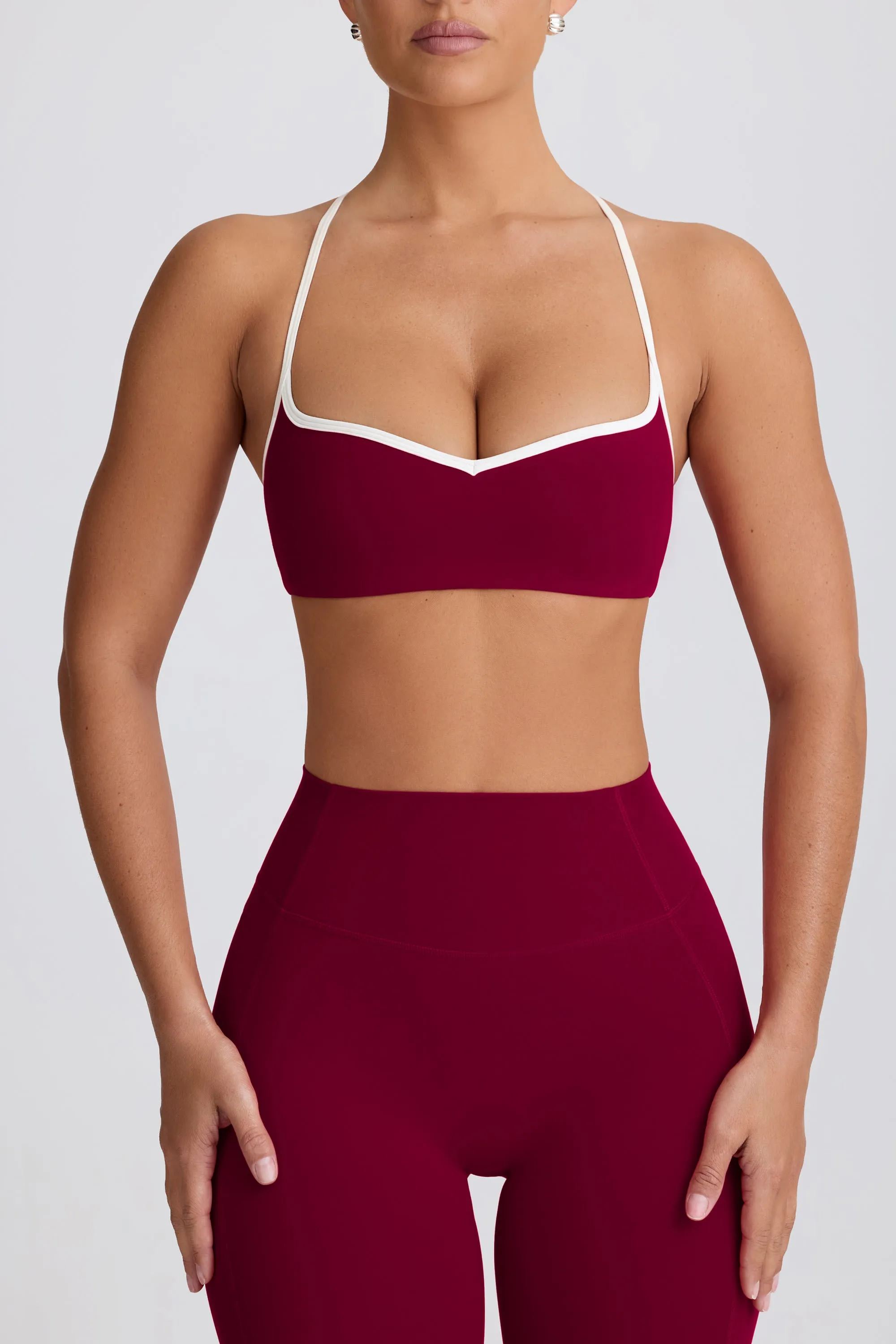 Soft Active Sweetheart-Neck Sports Bra in Burgundy sold by Bo + Tee product image thumbnail 4