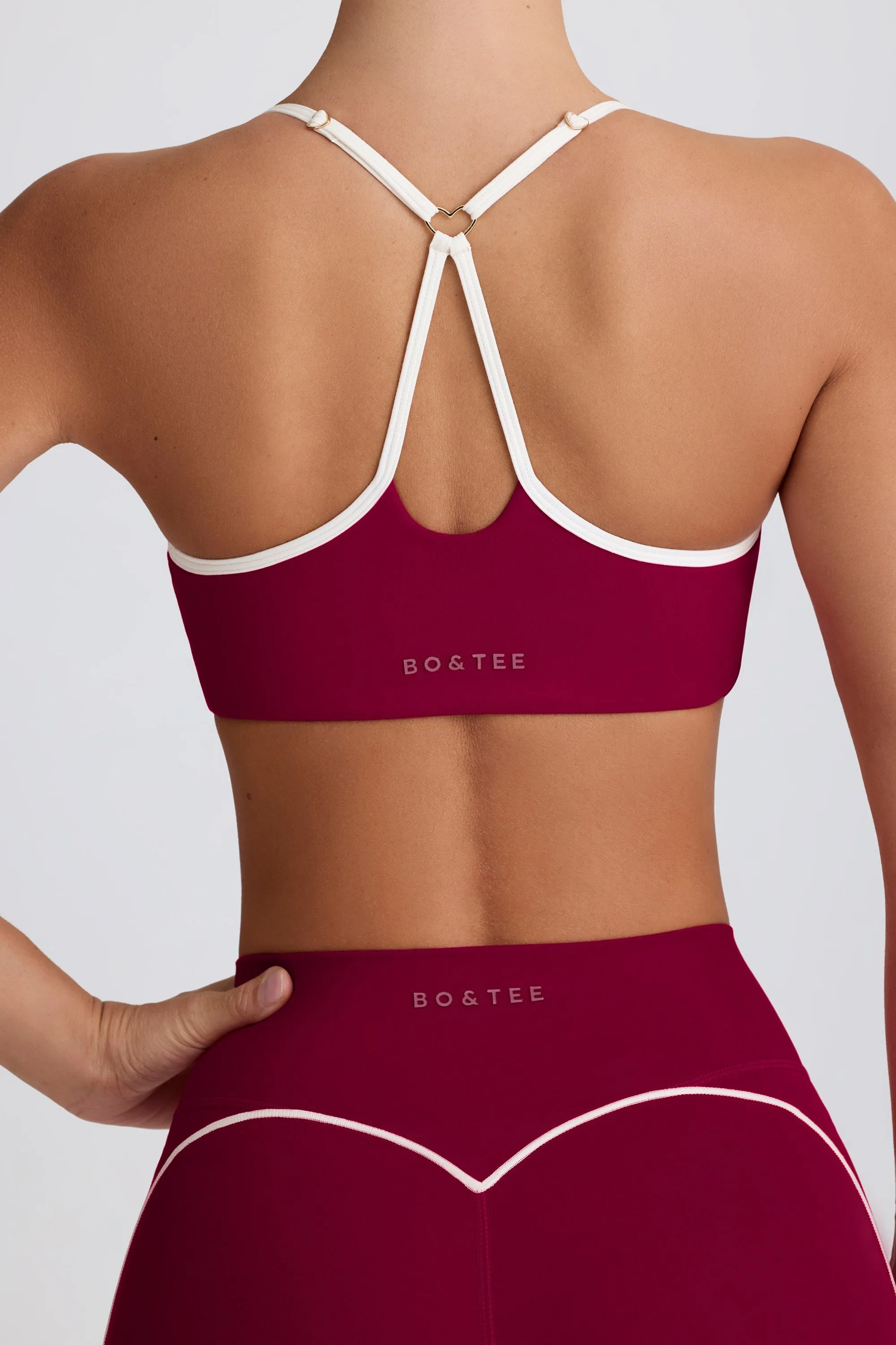 Soft Active Sweetheart-Neck Sports Bra in Burgundy sold by Bo + Tee product image thumbnail 5