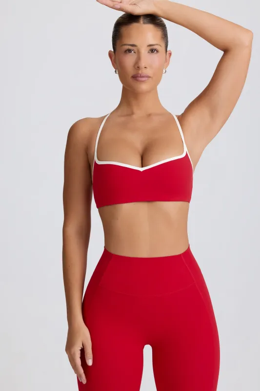 Soft Active Sweetheart-Neck Sports Bra in Hot Red sold by Bo + Tee