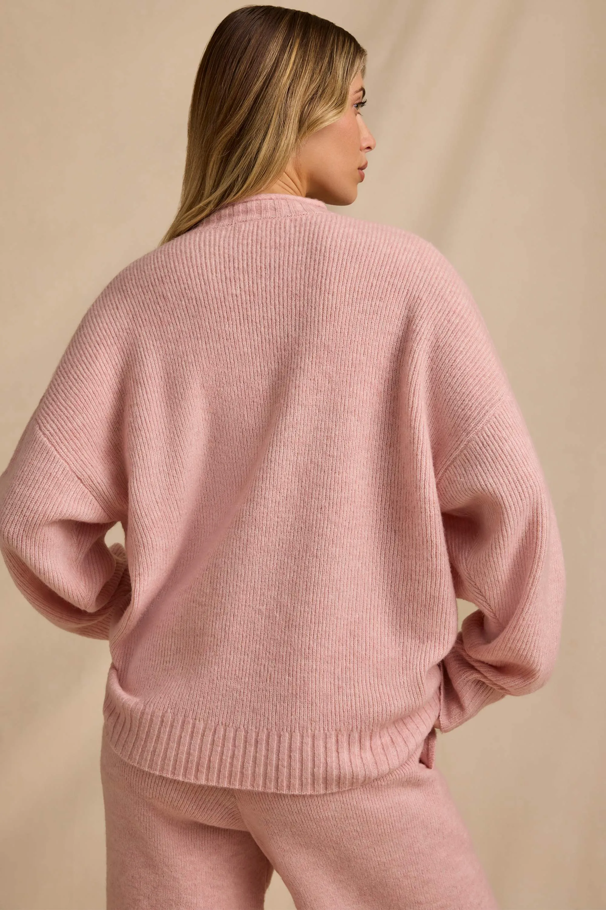 Ribbed Knit Oversized Jumper in Blush Pink sold by Bo + Tee product image thumbnail 2