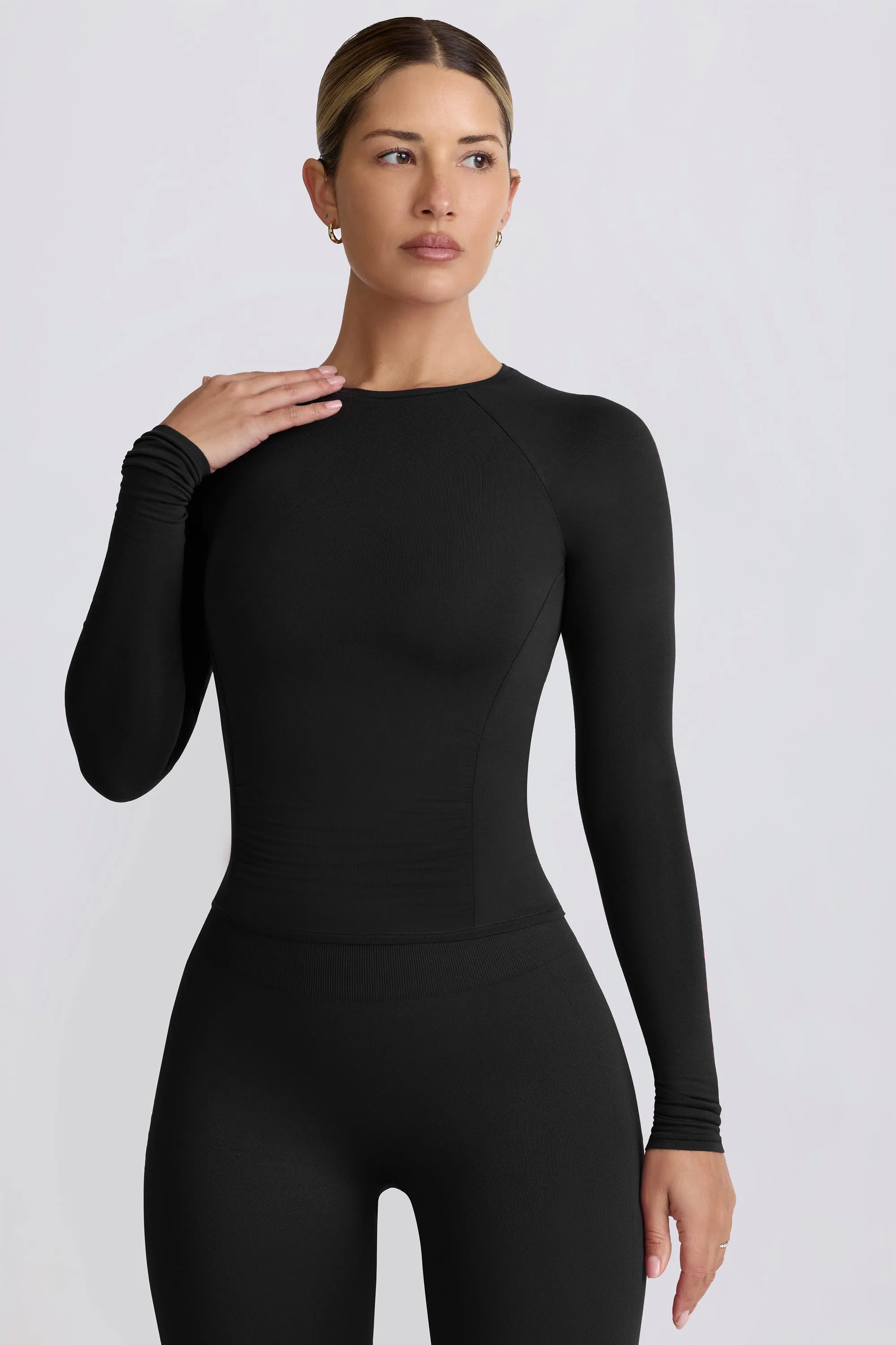Modal Ruched Long-Sleeve Top in Black sold by Bo + Tee product image thumbnail 5