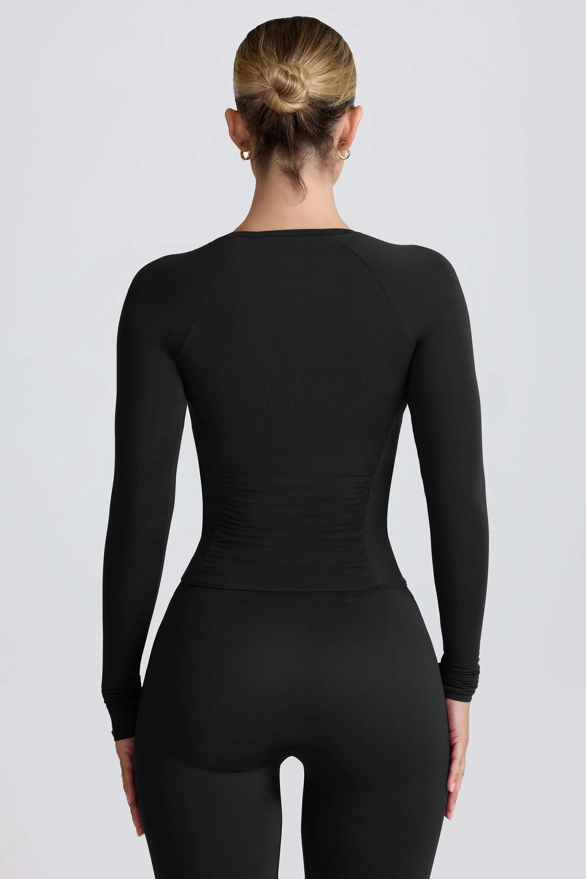 Modal Ruched Long-Sleeve Top in Black sold by Bo + Tee product image thumbnail 2