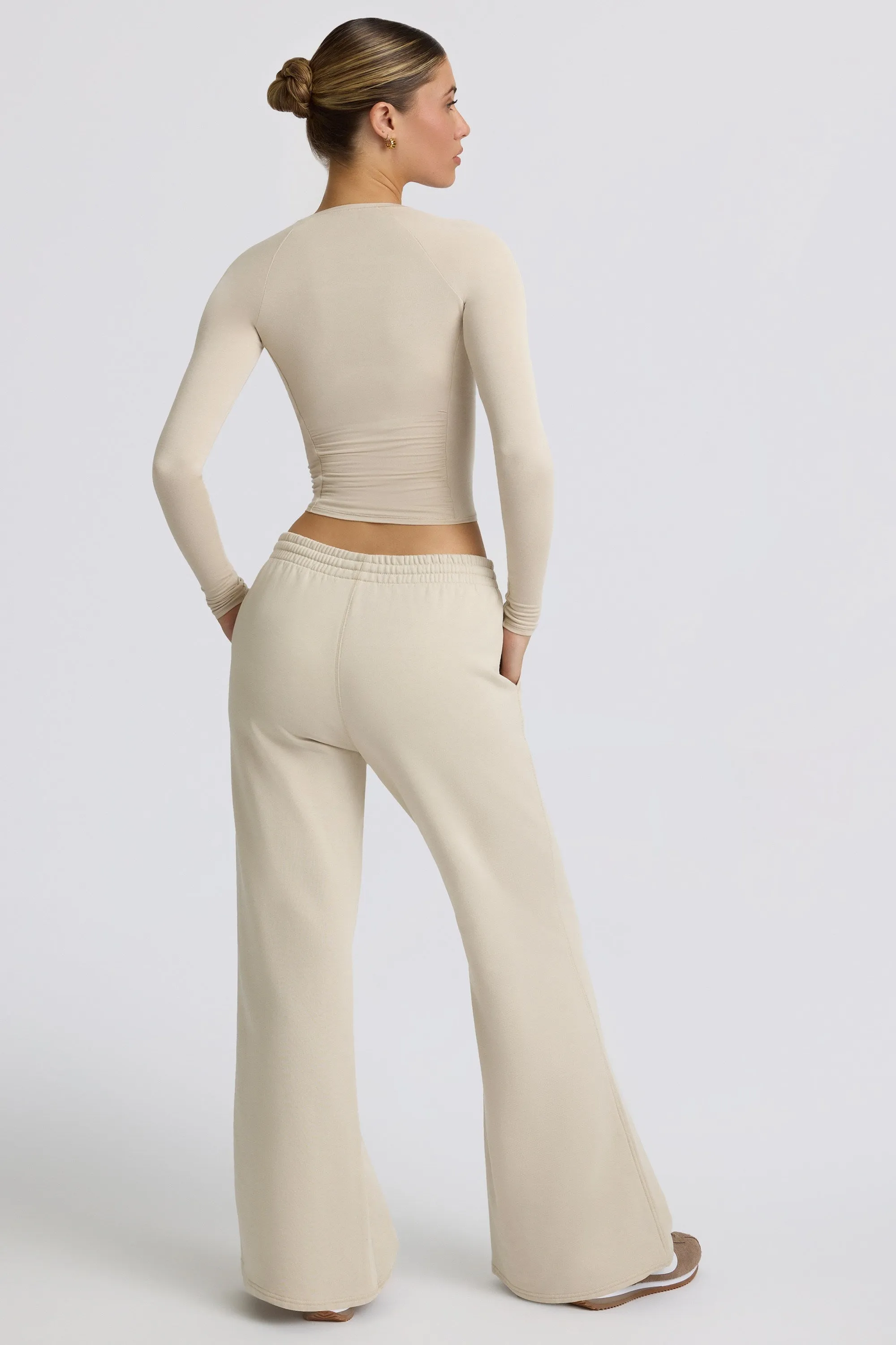 Low-Rise Wide-Leg Joggers in Bone sold by Bo + Tee product image thumbnail 2