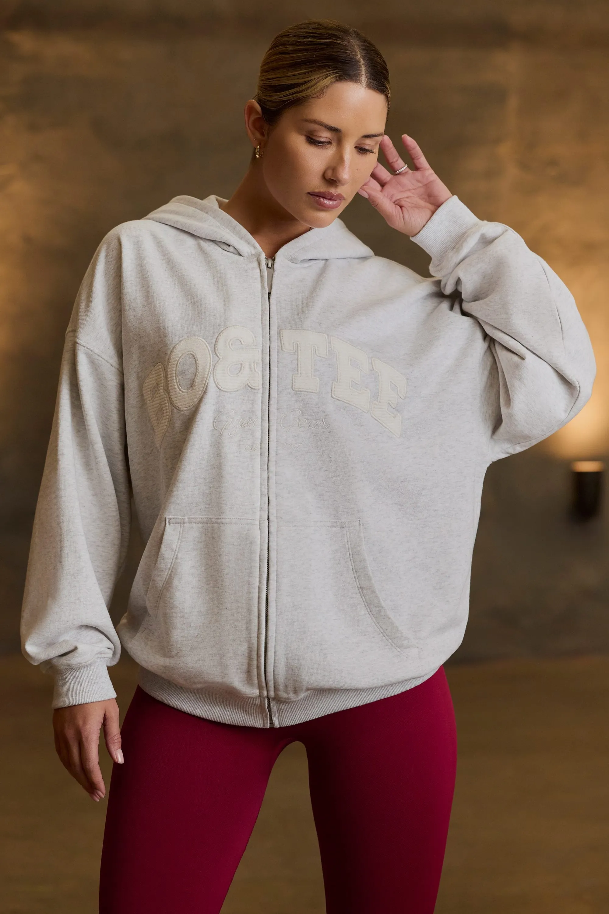 Oversized Zip-Up Hoodie in Grey Marl sold by Bo + Tee product image thumbnail 2
