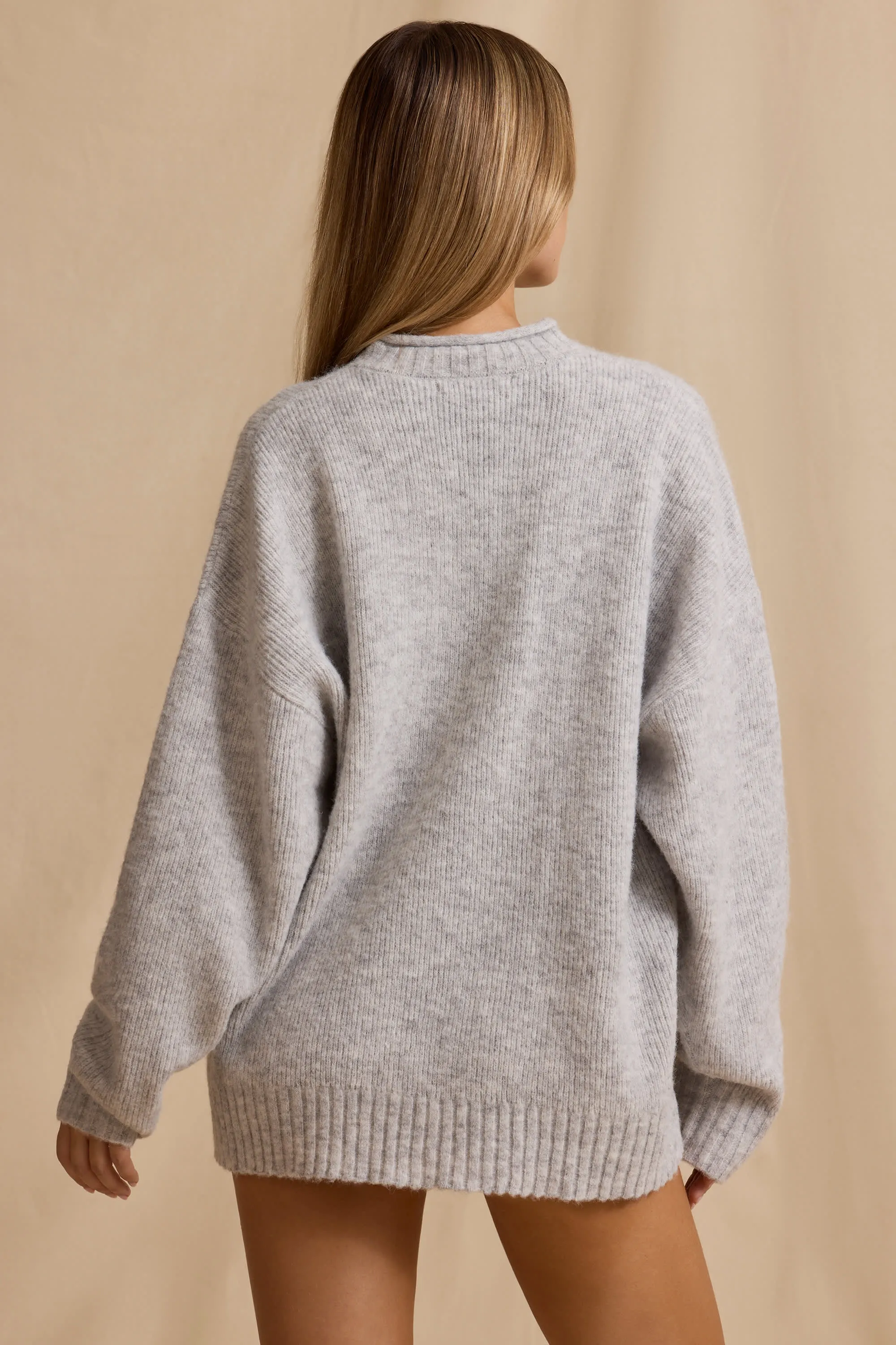 Ribbed Knit Oversized Jumper in Ice Marl sold by Bo + Tee product image thumbnail 2