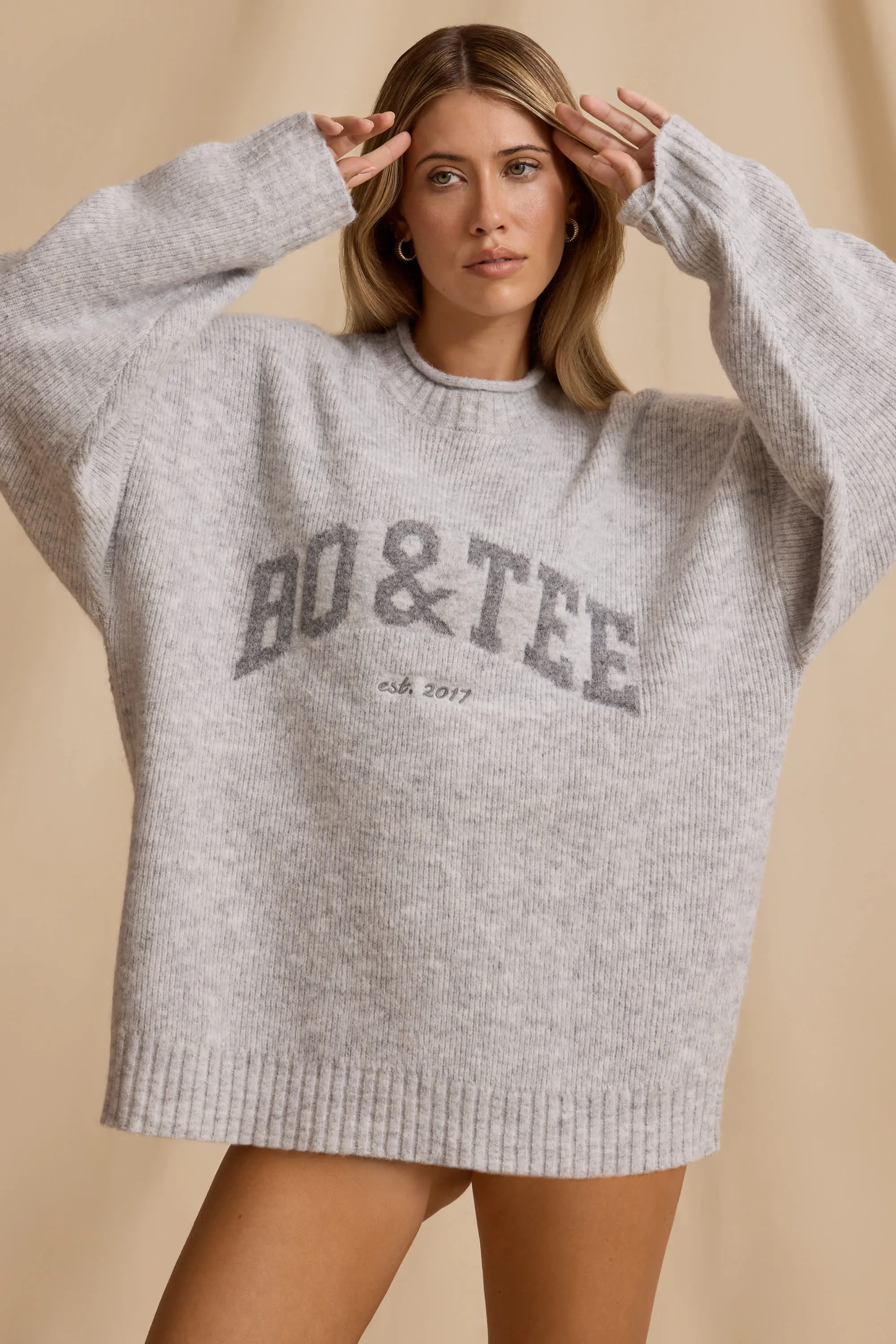 Ribbed Knit Oversized Jumper in Ice Marl sold by Bo + Tee product image thumbnail 5